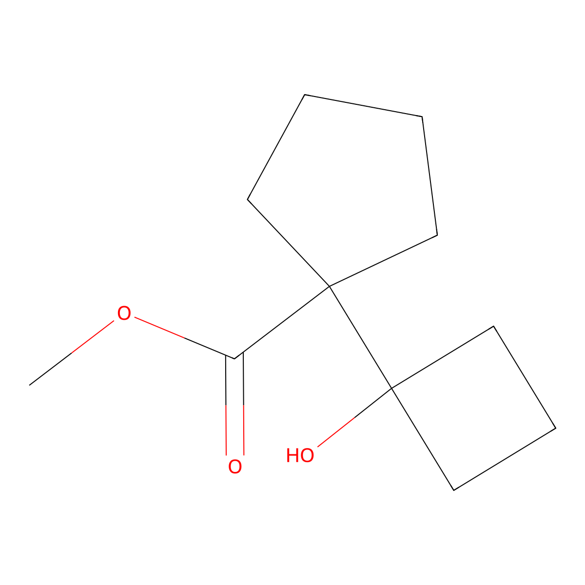 Methyl 1-(1-hydroxycyclobutyl)cyclopentane-1-carboxylate molecular structure, CAS 2172541-52-3