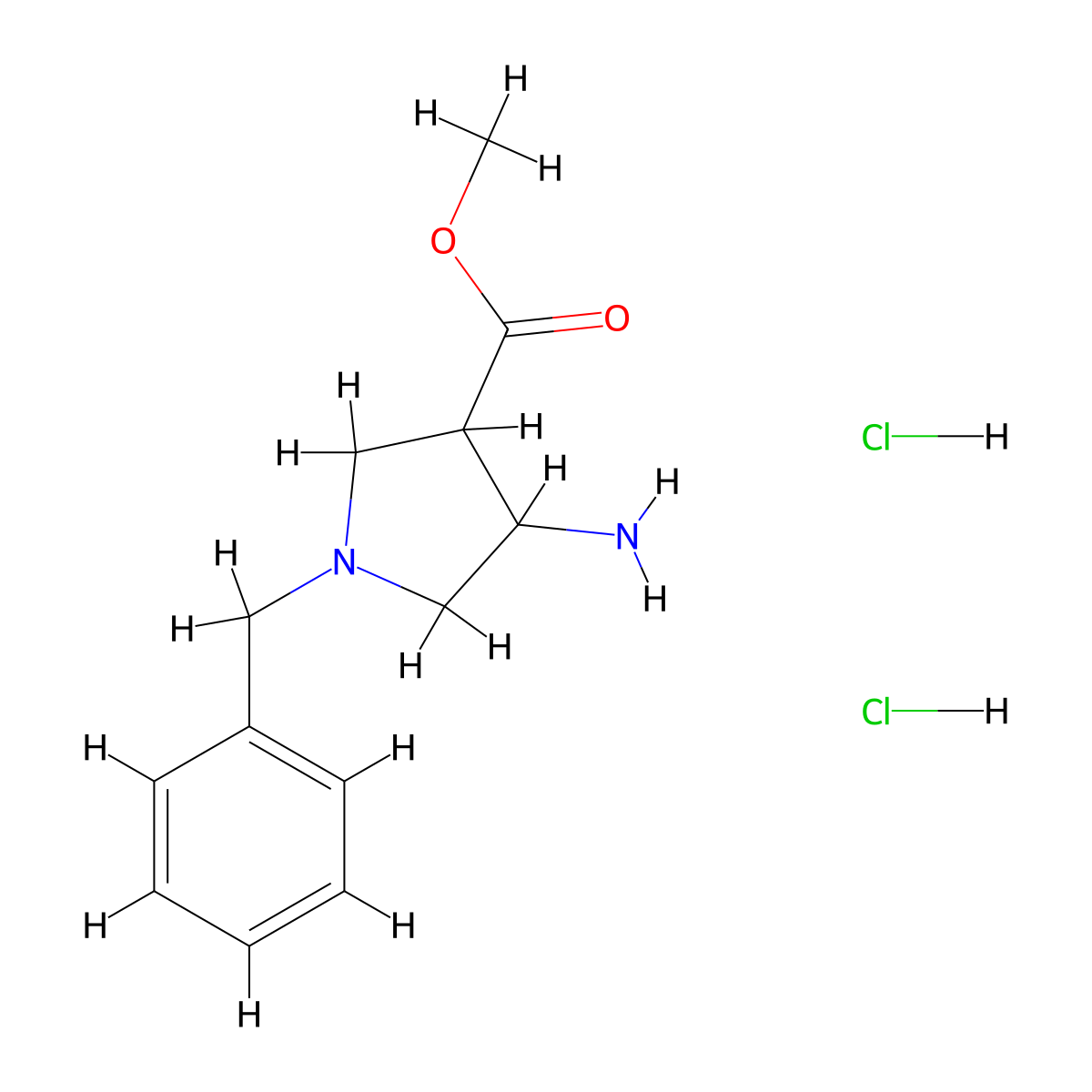 Methyl 4-amino-1-benzylpyrrolidine-3-carboxylate dihydrochloride molecular structure, CAS 2172543-97-2