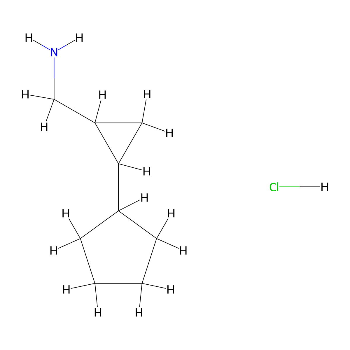 (2-Cyclopentylcyclopropyl)methanamine hydrochloride molecular structure, CAS 2172546-40-4
