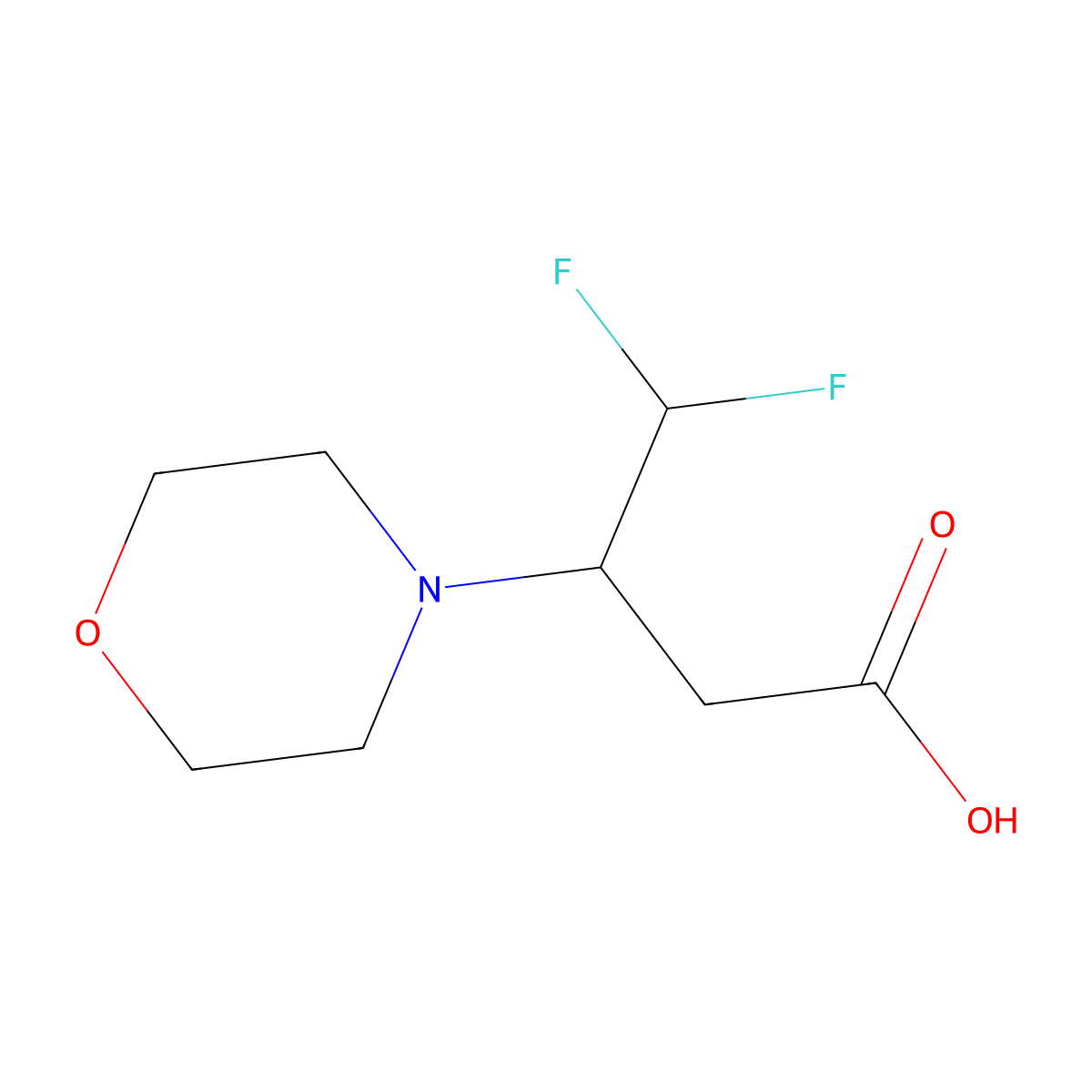 4,4-Difluoro-3-(morpholin-4-yl)butanoic acid molecular structure, CAS 2172547-39-4