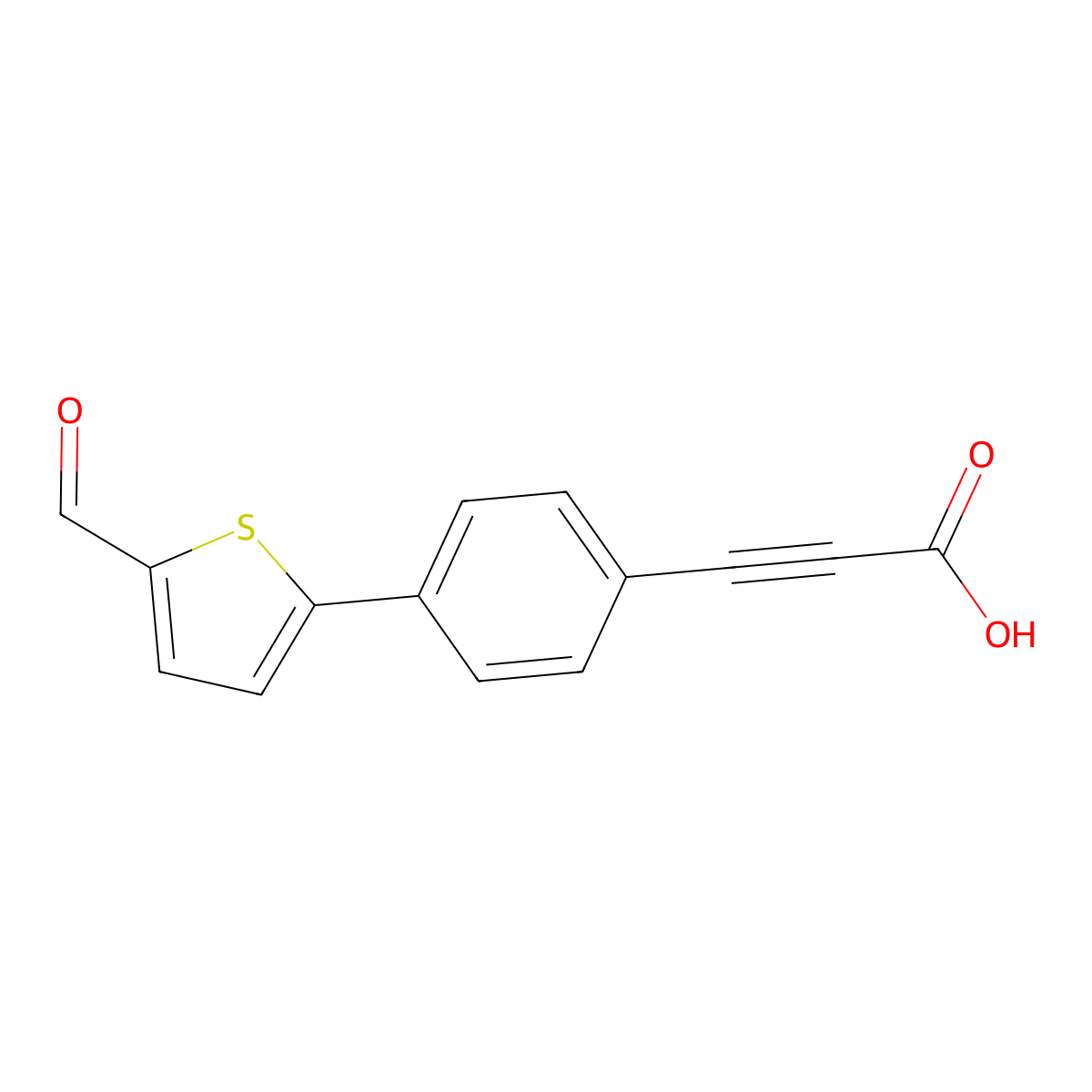 3-[4-(5-Formylthiophen-2-yl)phenyl]prop-2-ynoic acid molecular structure, CAS 2172547-61-2