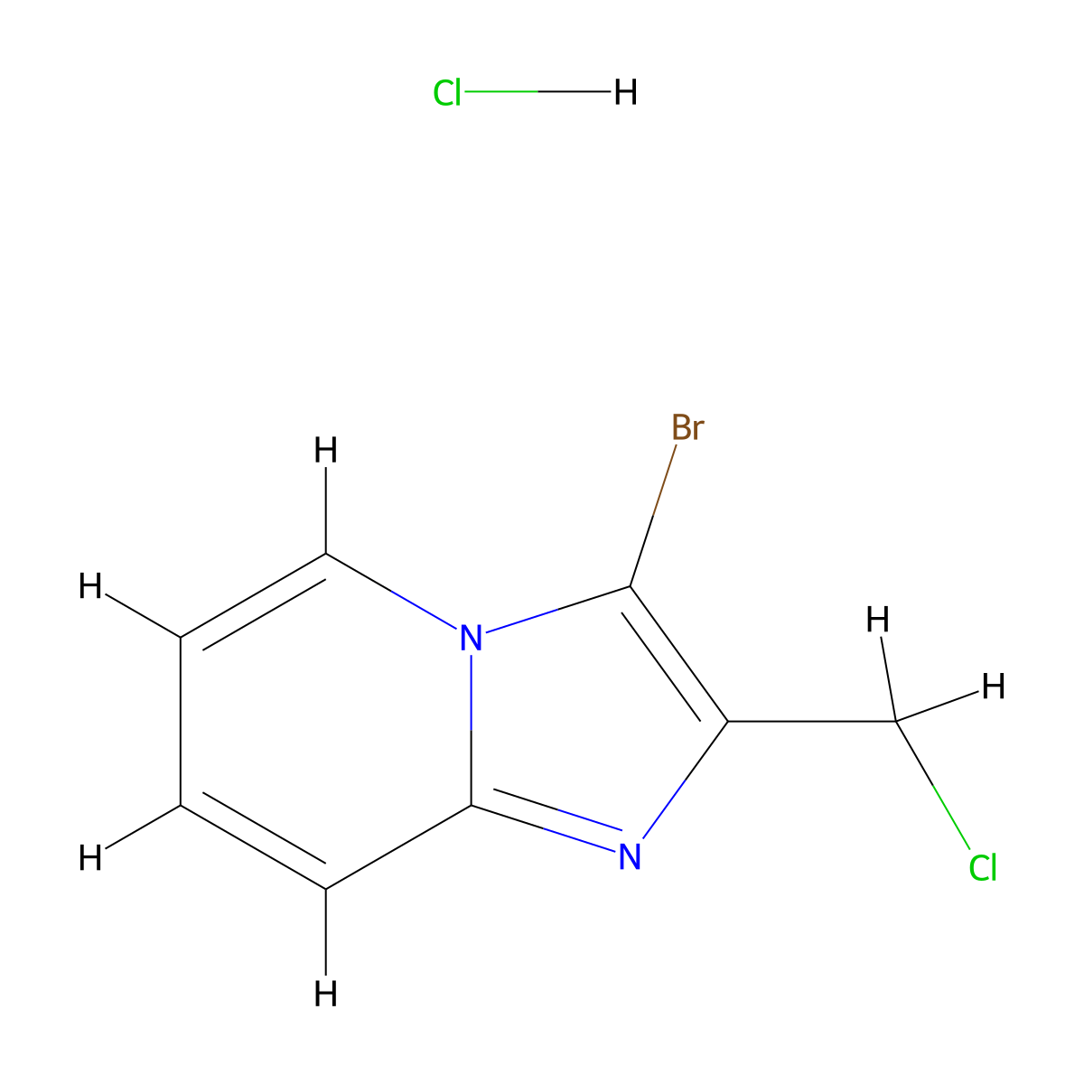 3-Bromo-2-(chloromethyl)imidazo[1,2-a]pyridine hydrochloride molecular structure, CAS 2172548-06-8