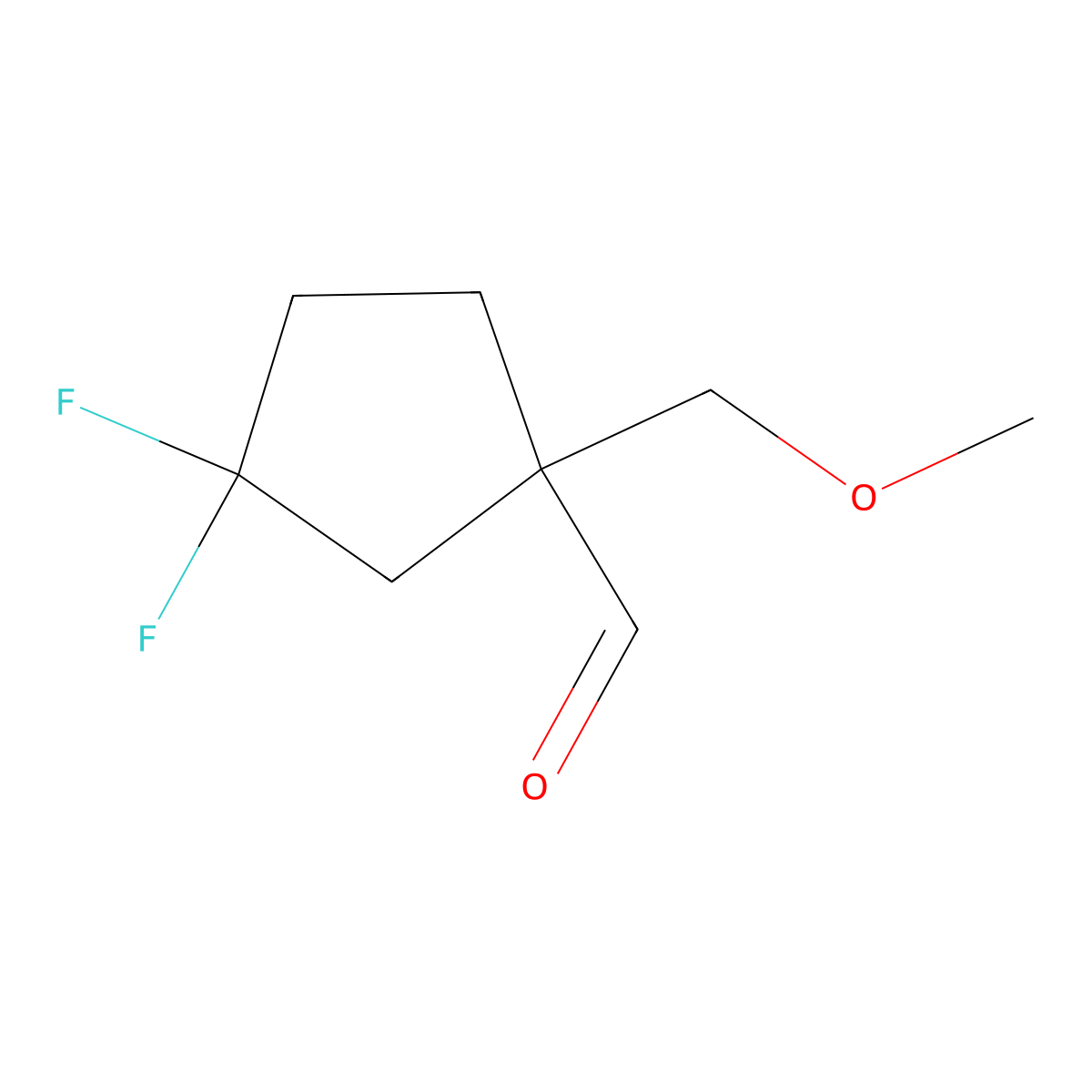 3,3-Difluoro-1-(methoxymethyl)cyclopentane-1-carbaldehyde molecular structure, CAS 2172549-40-3
