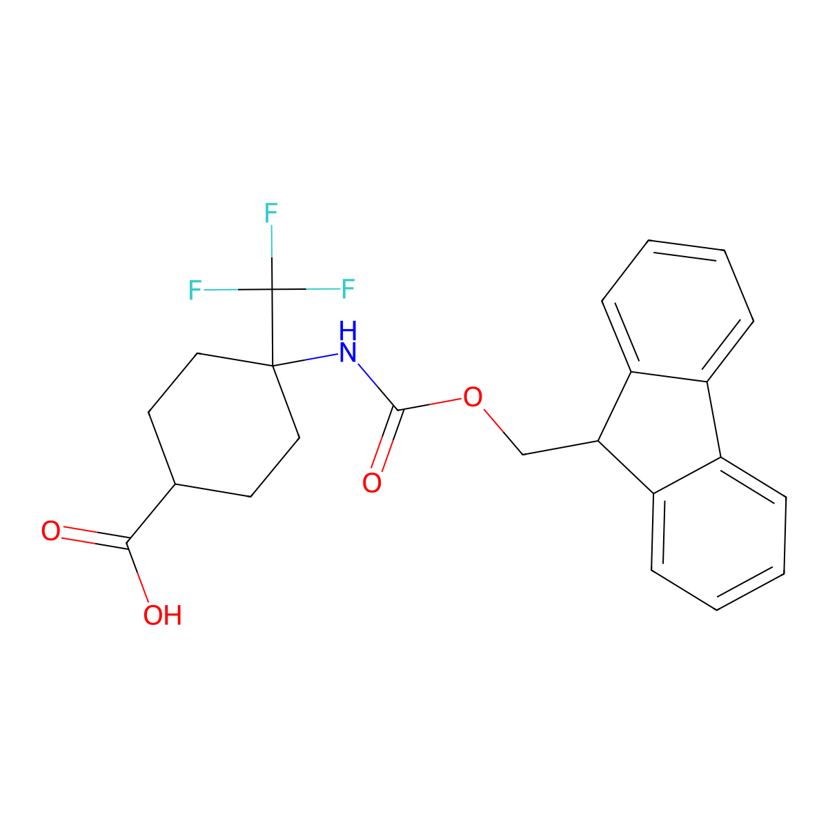 4-({[(9H-fluoren-9-yl)methoxy]carbonyl}amino)-4-(trifluoromethyl)cyclohexane-1-carboxylic acid molecular structure, CAS 2172549-66-3