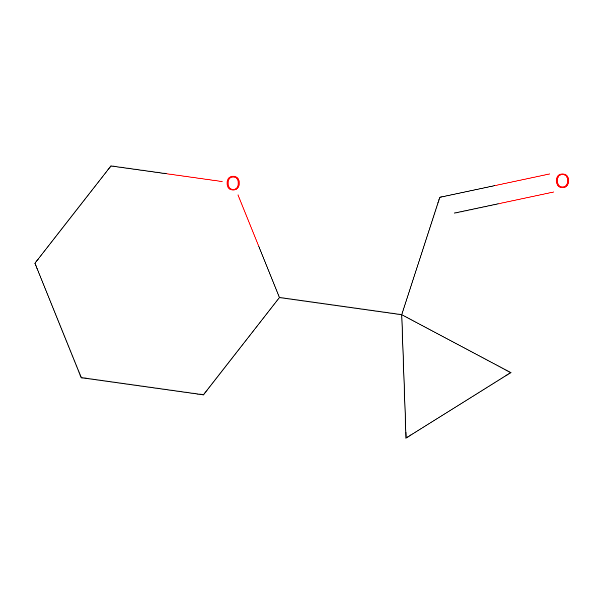 1-(Oxan-2-yl)cyclopropane-1-carbaldehyde molecular structure, CAS 2172549-99-2