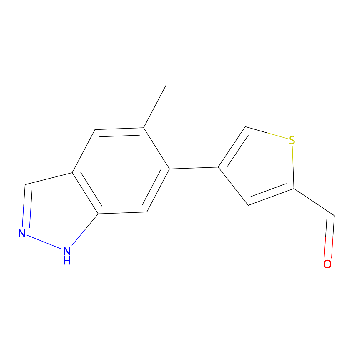 4-(5-methyl-1H-indazol-6-yl)thiophene-2-carbaldehyde molecular structure, CAS 2172558-64-2