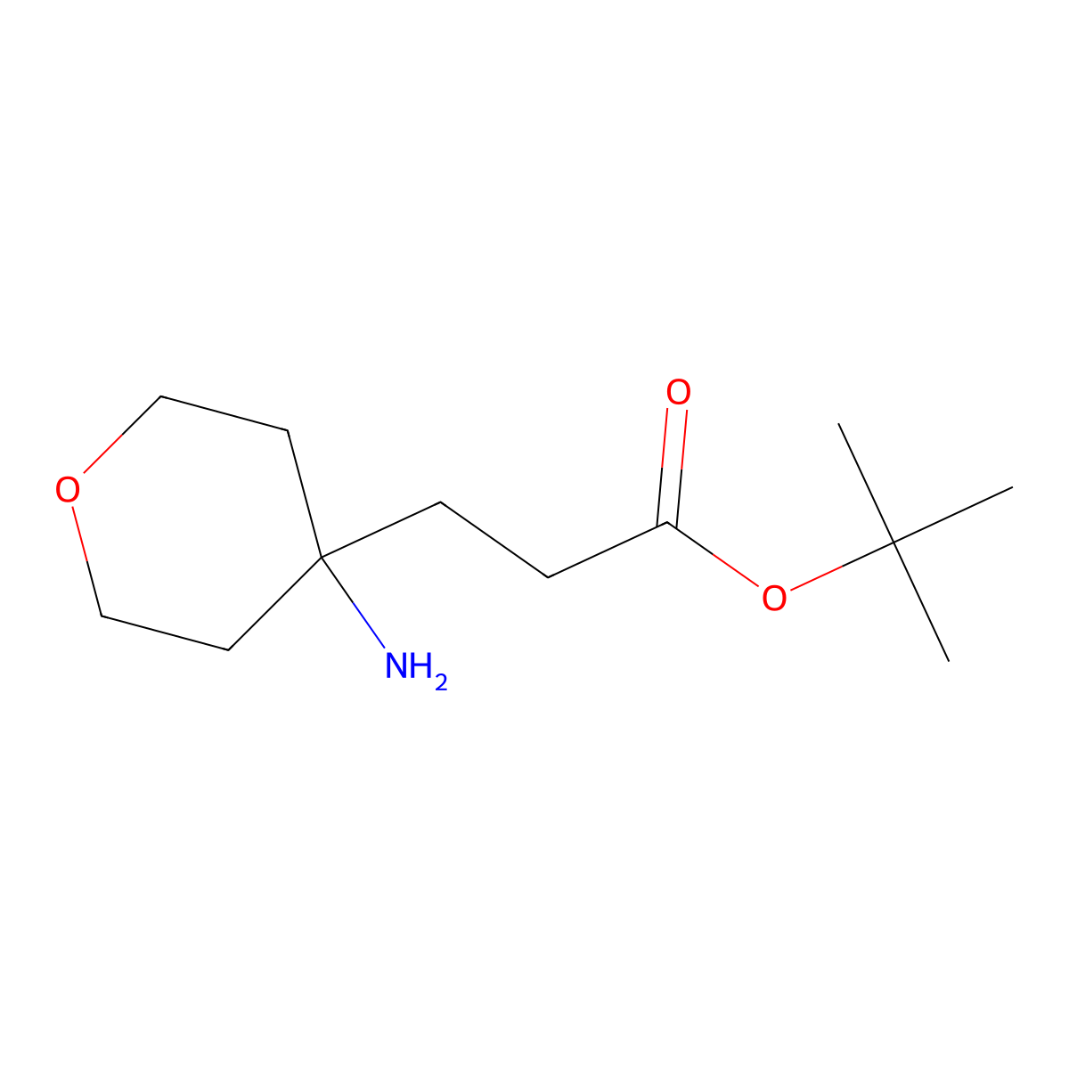Tert-butyl 3-(4-aminooxan-4-yl)propanoate molecular structure, CAS 2172559-03-2