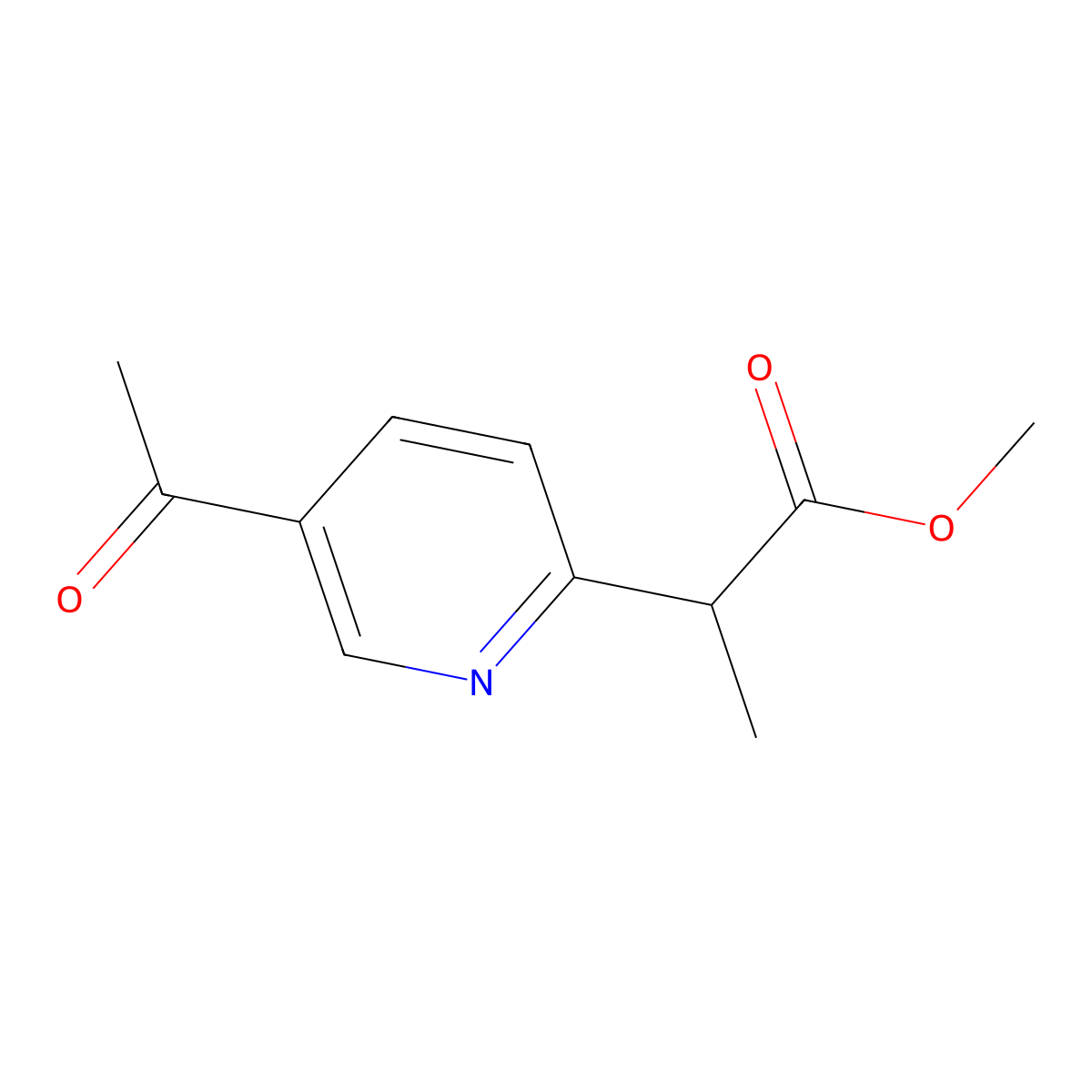 Methyl 2-(5-acetylpyridin-2-yl)propanoate molecular structure, CAS 2172559-92-9