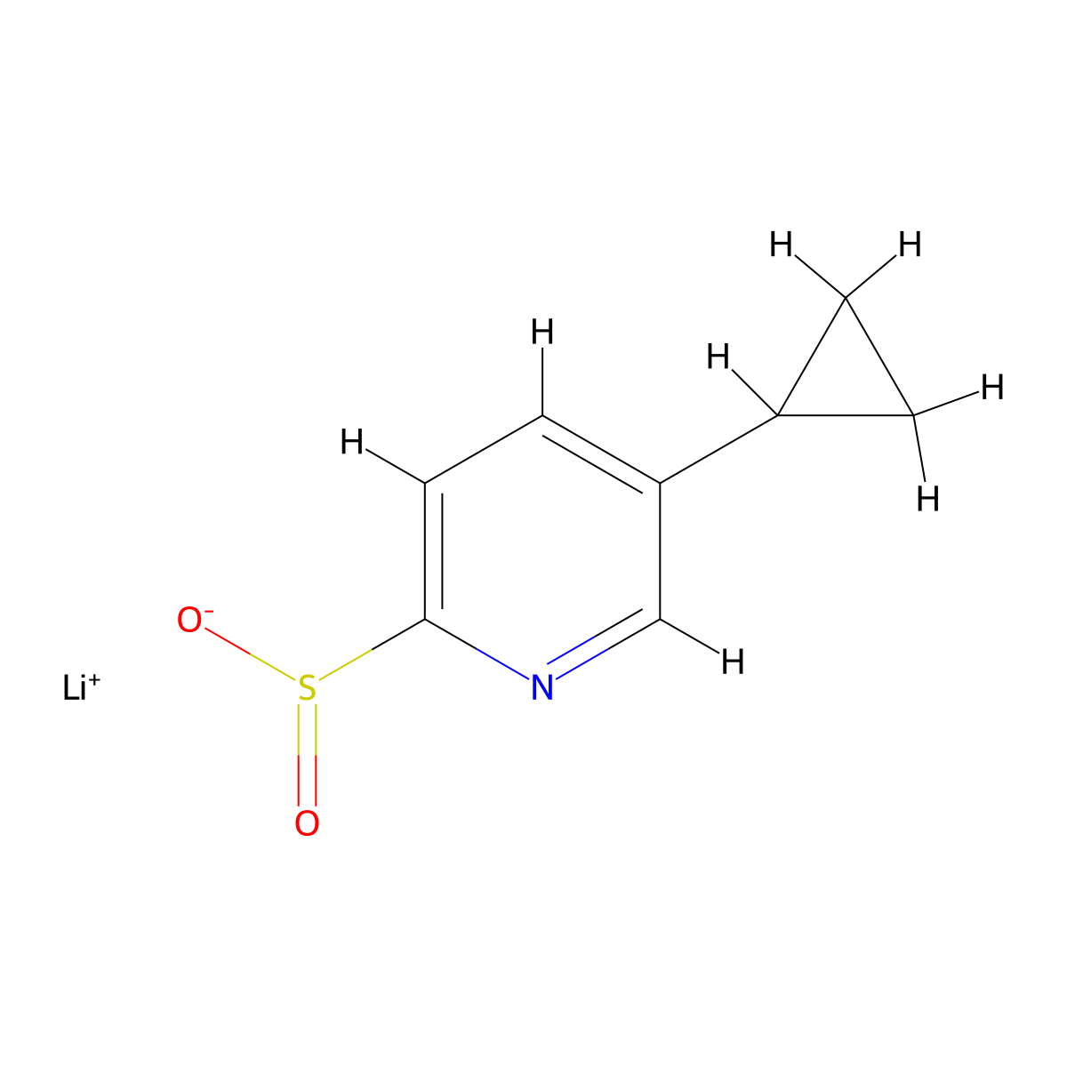 Lithium(1+) ion 5-cyclopropylpyridine-2-sulfinate molecular structure, CAS 2172560-55-1