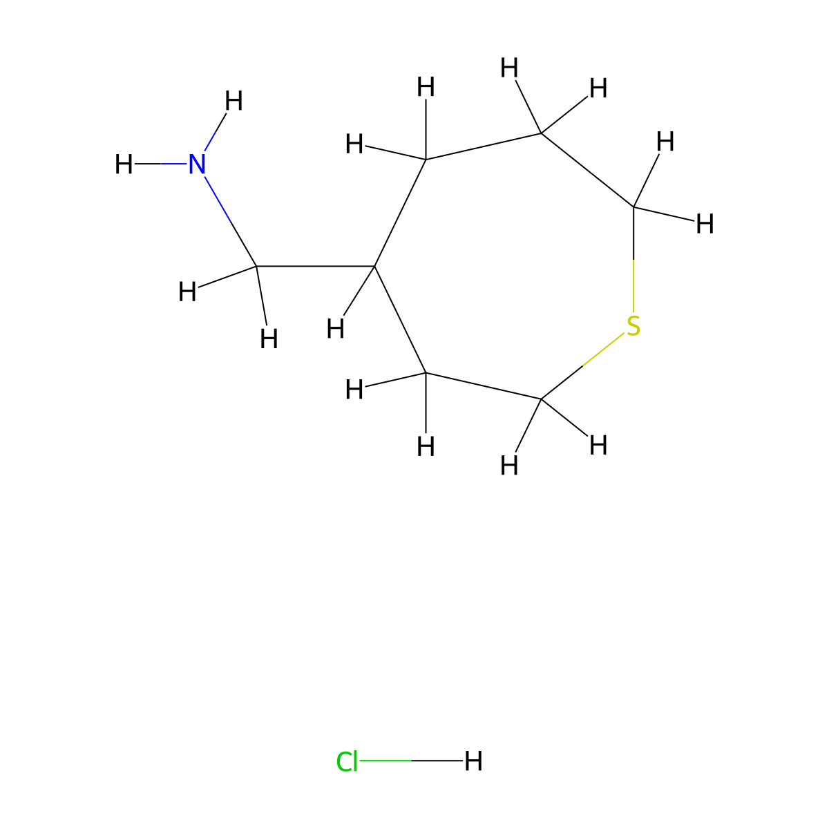 Thiepan-4-ylmethanamine hydrochloride molecular structure, CAS 2172560-64-2