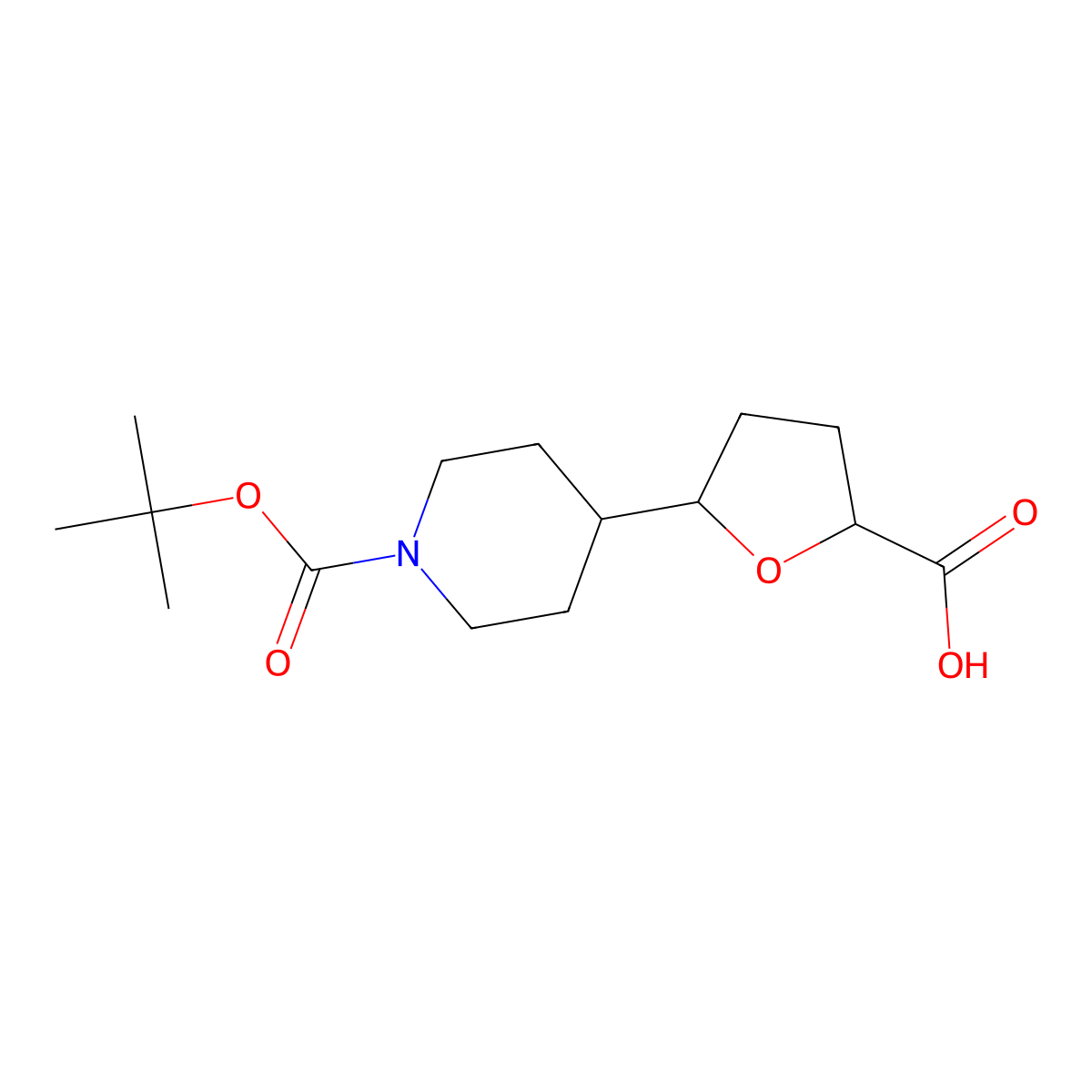 5-(1-((Tert-butoxy)carbonyl)piperidin-4-yl)oxolane-2-carboxylic acid molecular structure, CAS 2172560-71-1