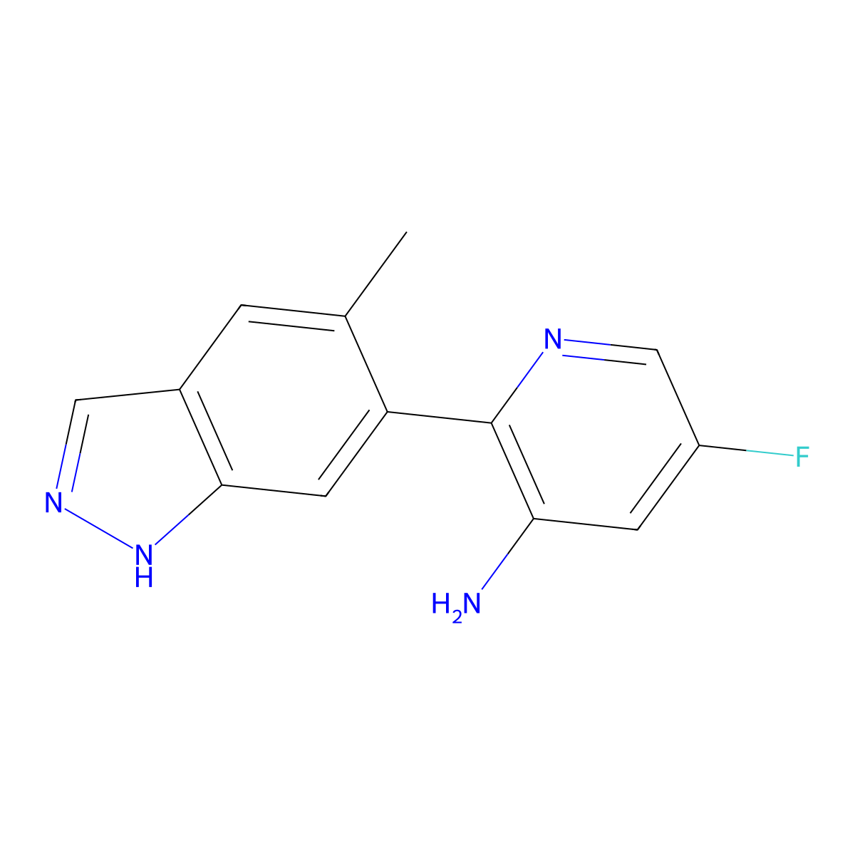 5-fluoro-2-(5-methyl-1H-indazol-6-yl)pyridin-3-amine molecular structure, CAS 2172560-88-0