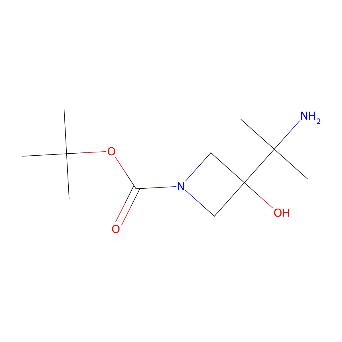 Tert-butyl 3-(2-aminopropan-2-yl)-3-hydroxyazetidine-1-carboxylate molecular structure, CAS 2172561-79-2