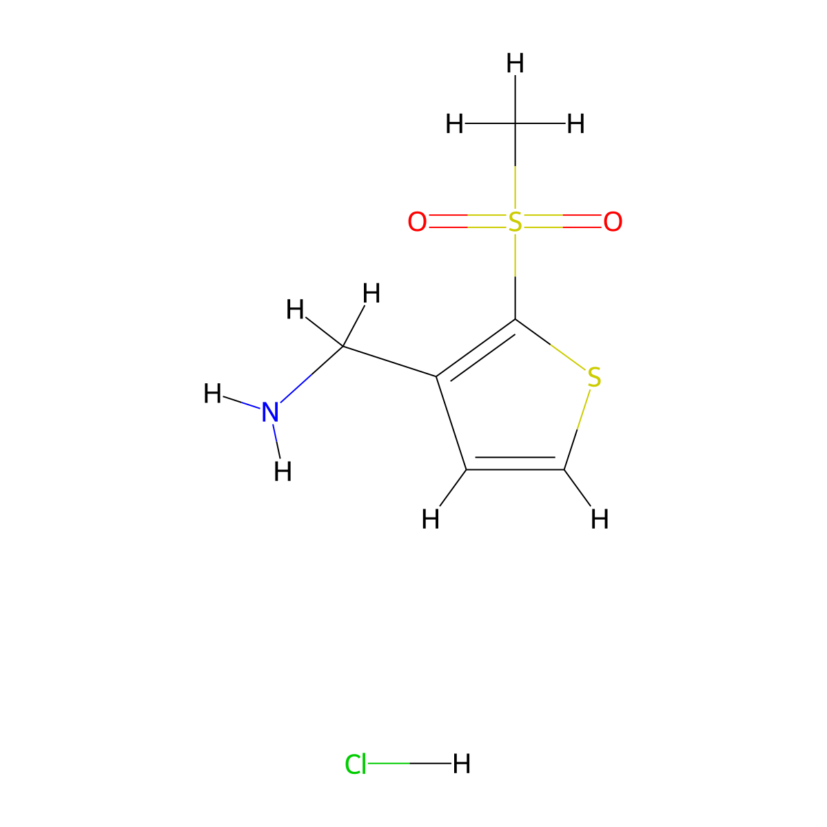 (2-Methanesulfonylthiophen-3-yl)methanamine hydrochloride molecular structure, CAS 2172562-66-0