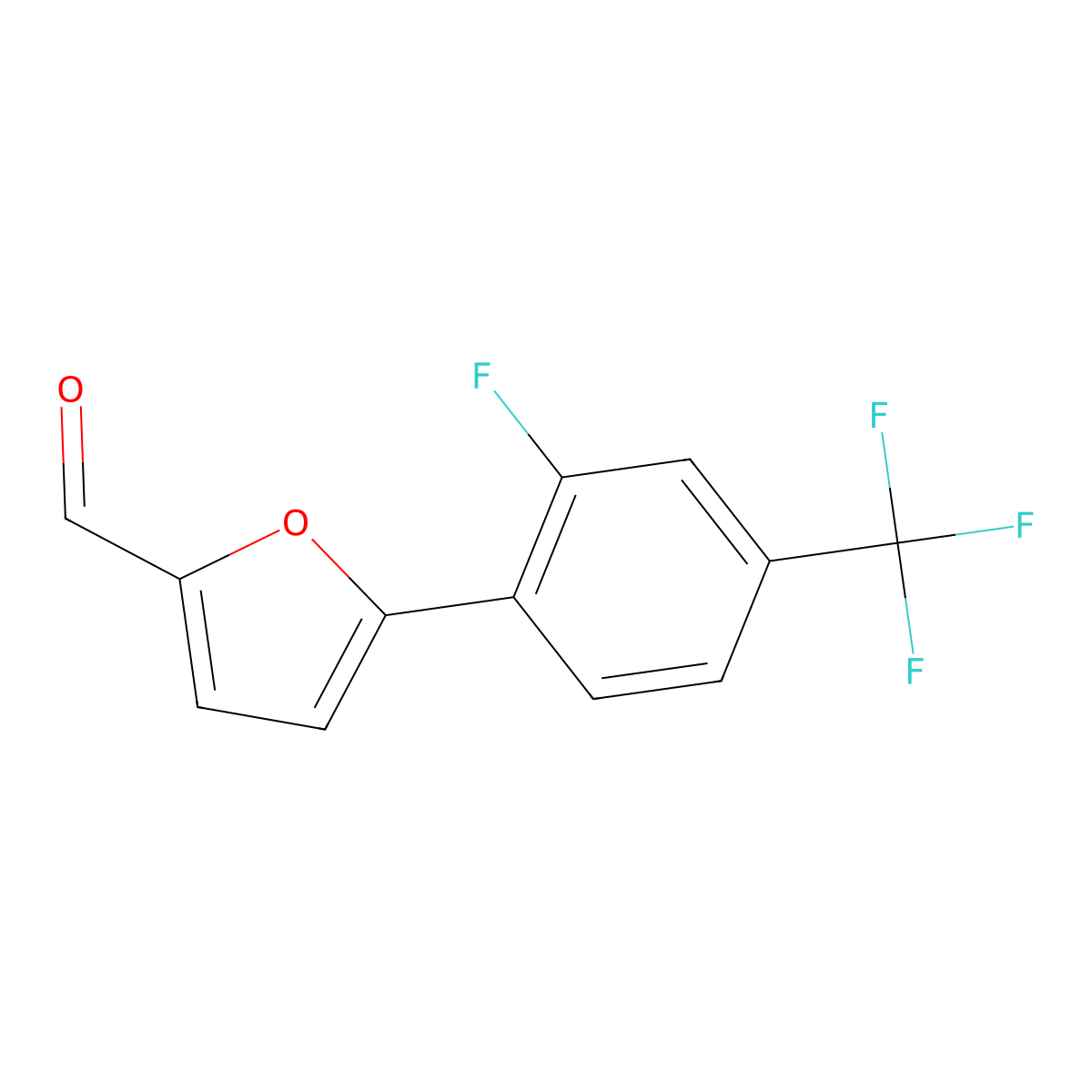 5-[2-Fluoro-4-(trifluoromethyl)phenyl]furan-2-carbaldehyde molecular structure, CAS 2172562-90-0