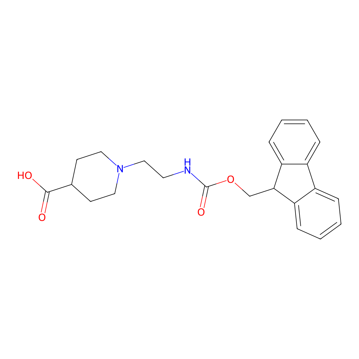 1-(2-((((9H-fluoren-9-yl)methoxy)carbonyl)amino)ethyl)piperidine-4-carboxylic acid molecular structure, CAS 2172566-34-4