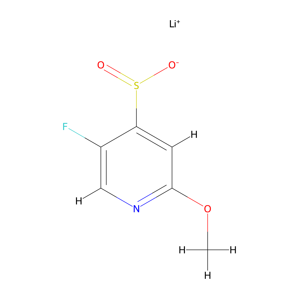 Lithium(1+) ion 5-fluoro-2-methoxypyridine-4-sulfinate molecular structure, CAS 2172566-89-9