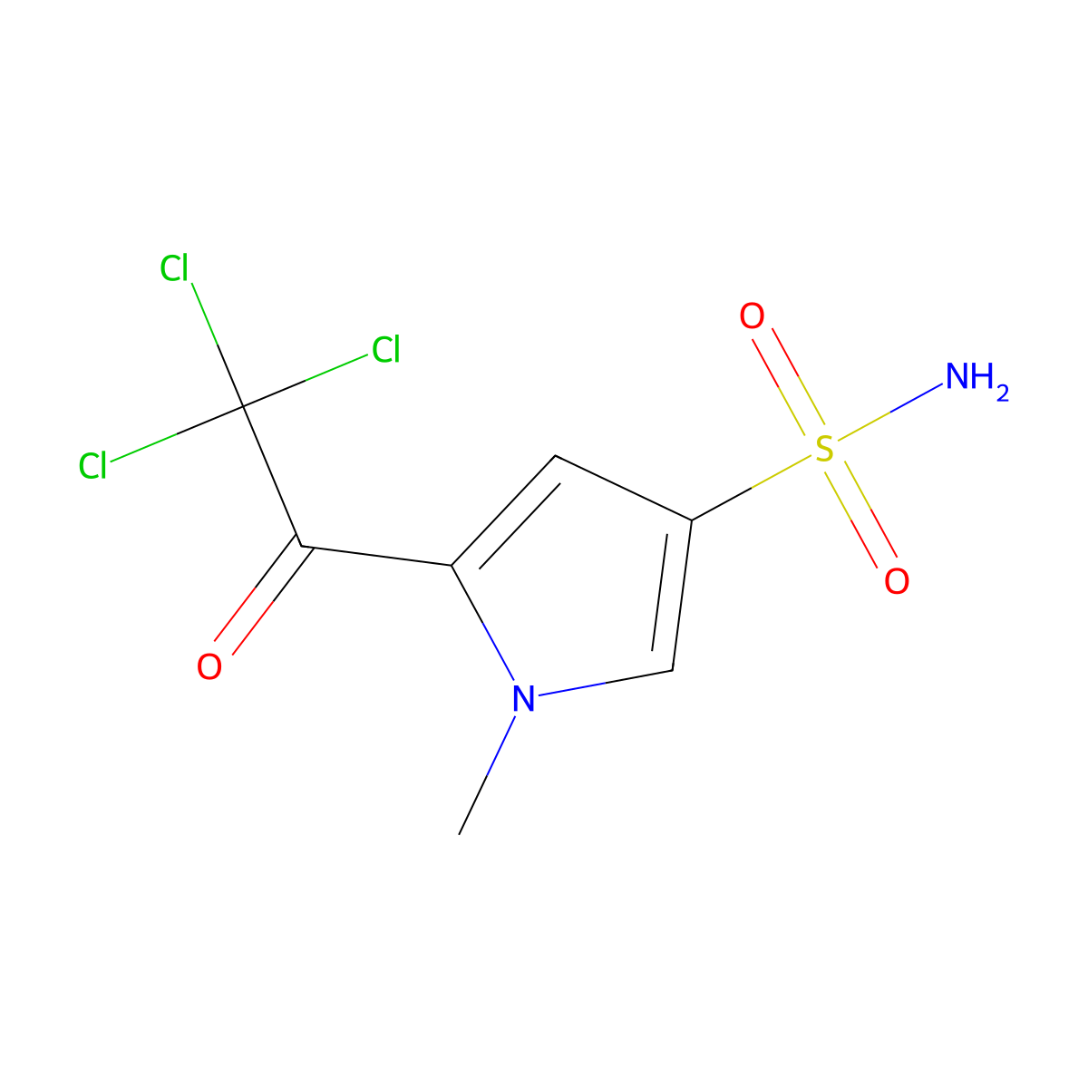1-methyl-5-(trichloroacetyl)-1H-pyrrole-3-sulfonamide molecular structure, CAS 2172567-02-9