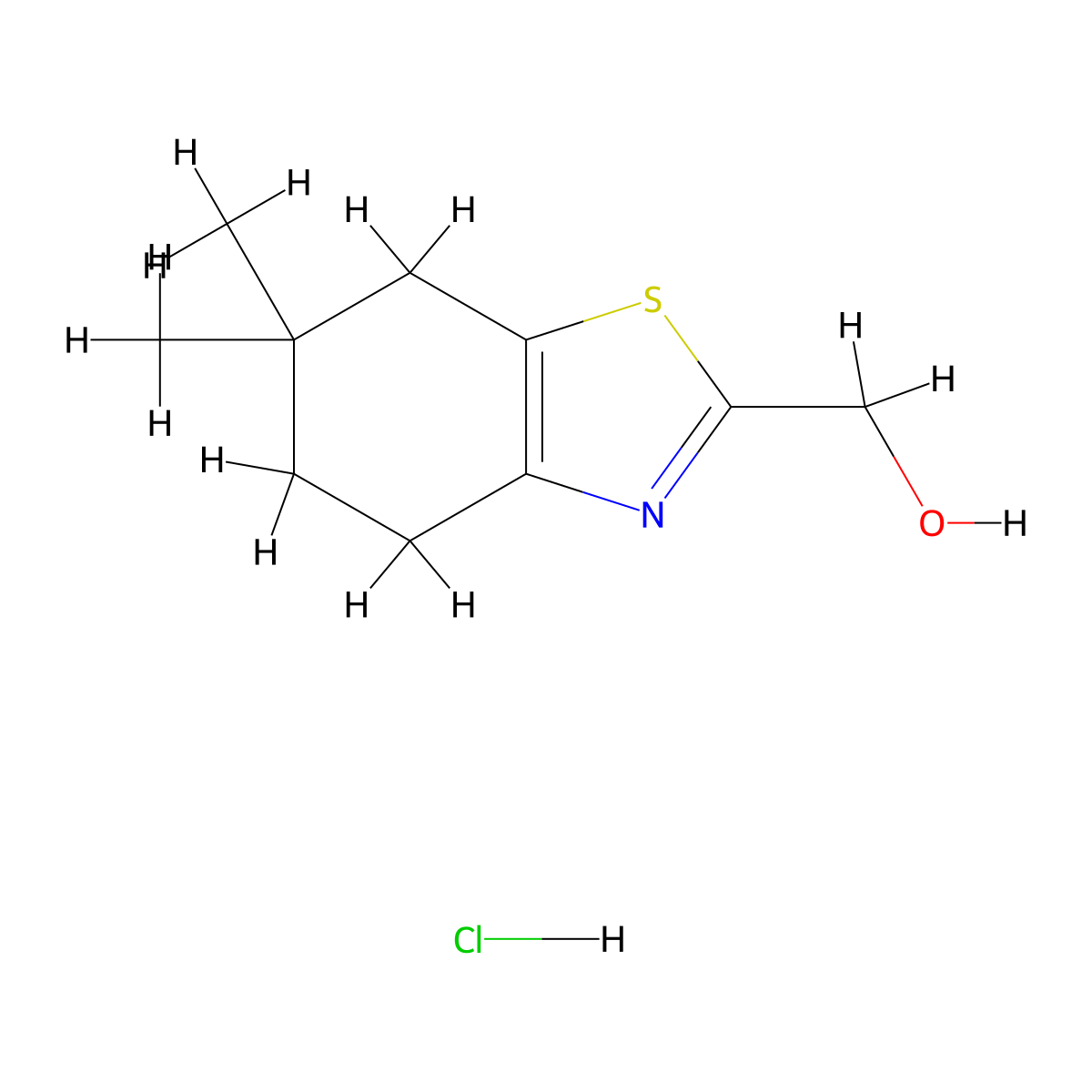 (6,6-Dimethyl-4,5,6,7-tetrahydro-1,3-benzothiazol-2-yl)methanol hydrochloride molecular structure, CAS 2172567-04-1