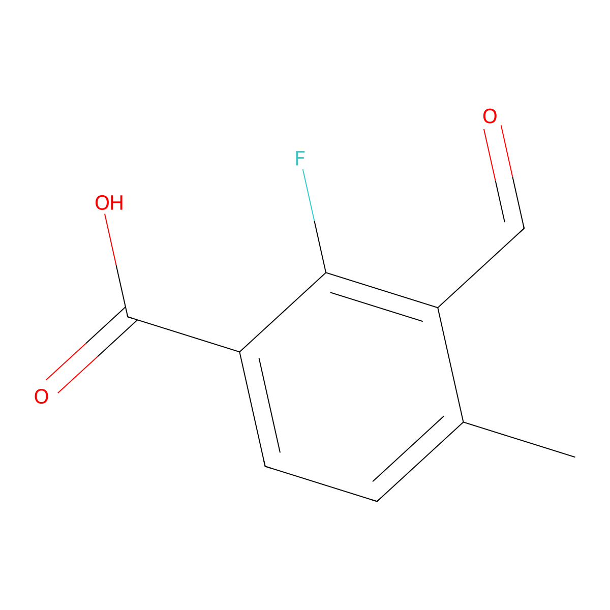 2-Fluoro-3-formyl-4-methylbenzoic acid molecular structure, CAS 2172567-43-8