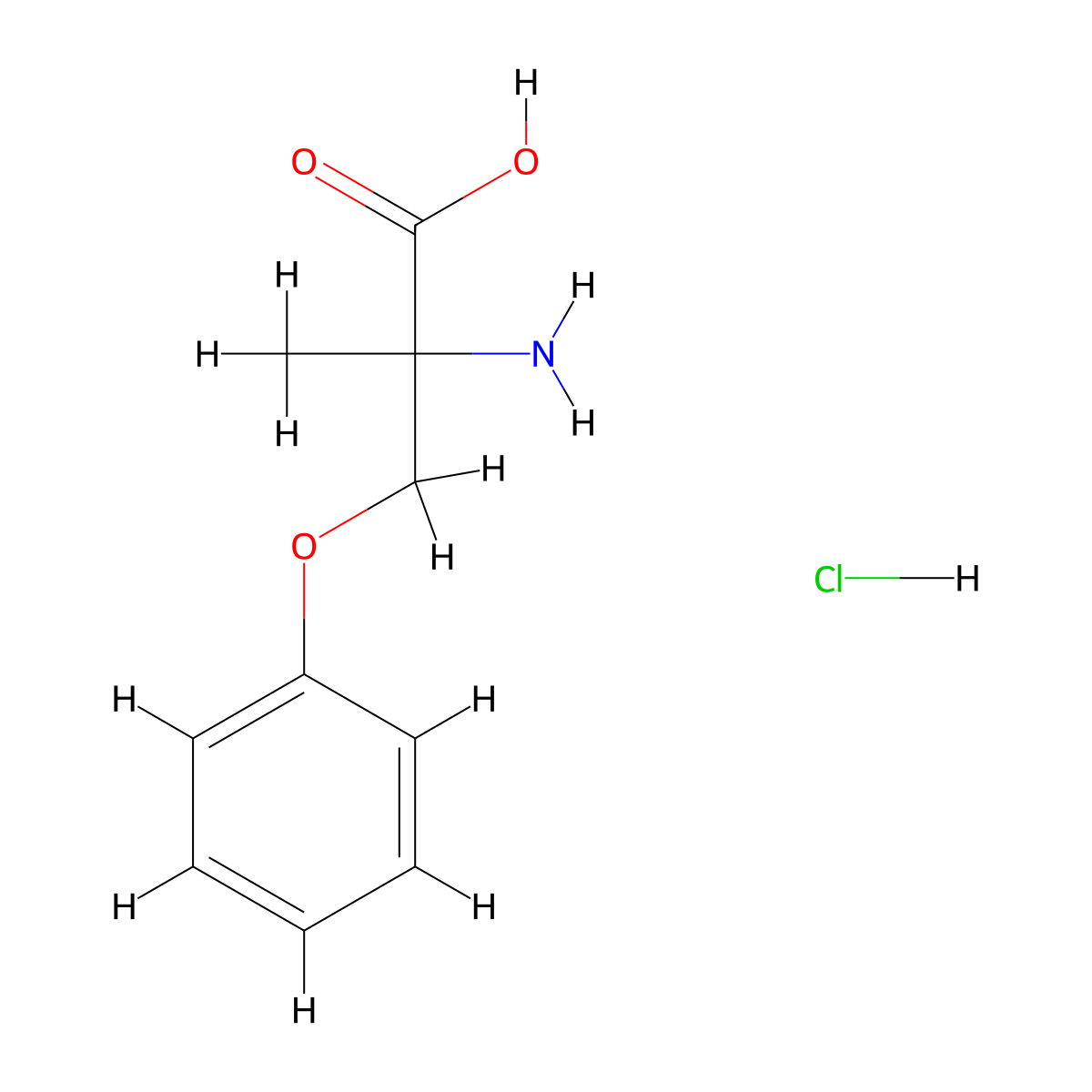 2-Amino-2-methyl-3-phenoxypropanoic acid hydrochloride molecular structure, CAS 2172569-54-7