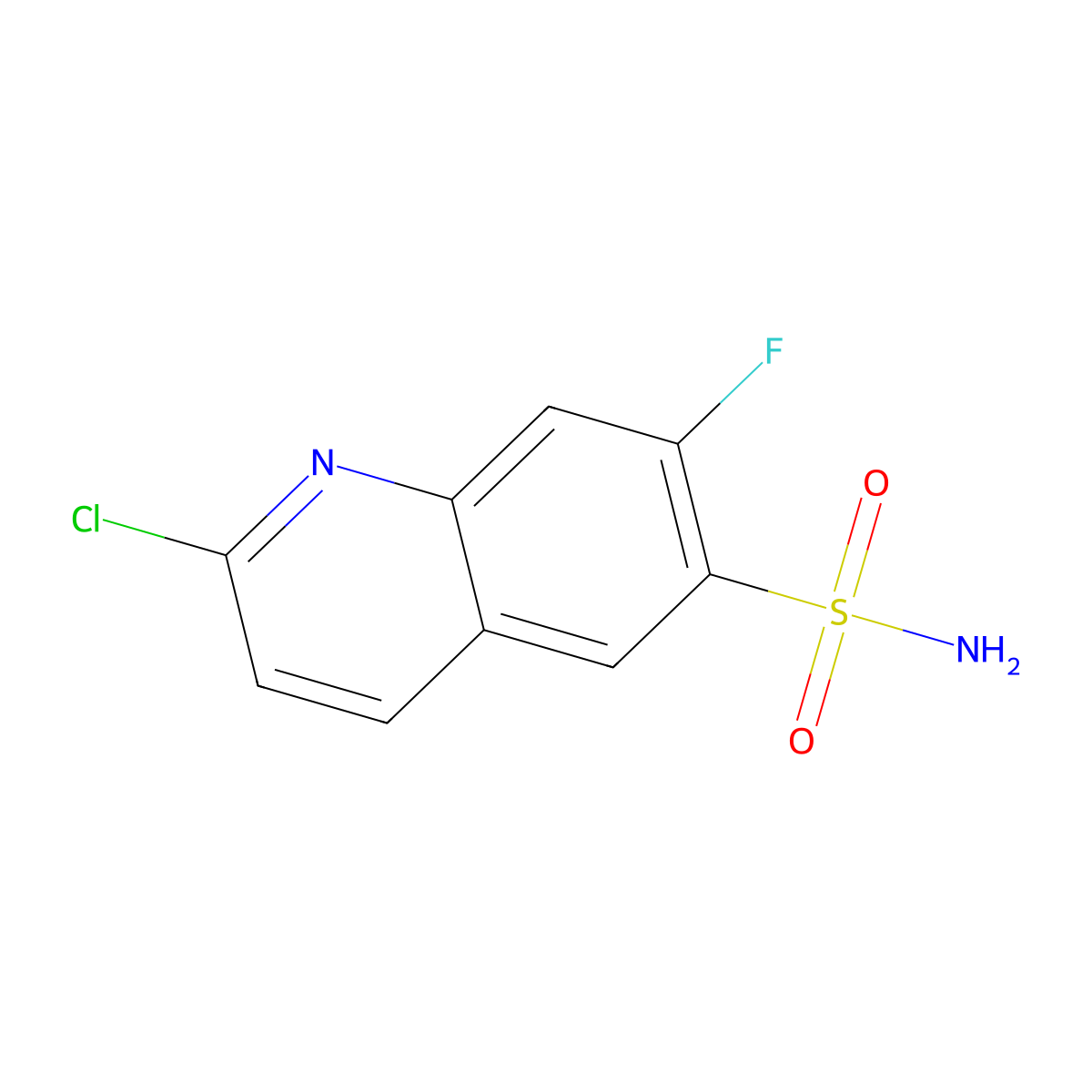 2-Chloro-7-fluoroquinoline-6-sulfonamide molecular structure, CAS 2172569-80-9