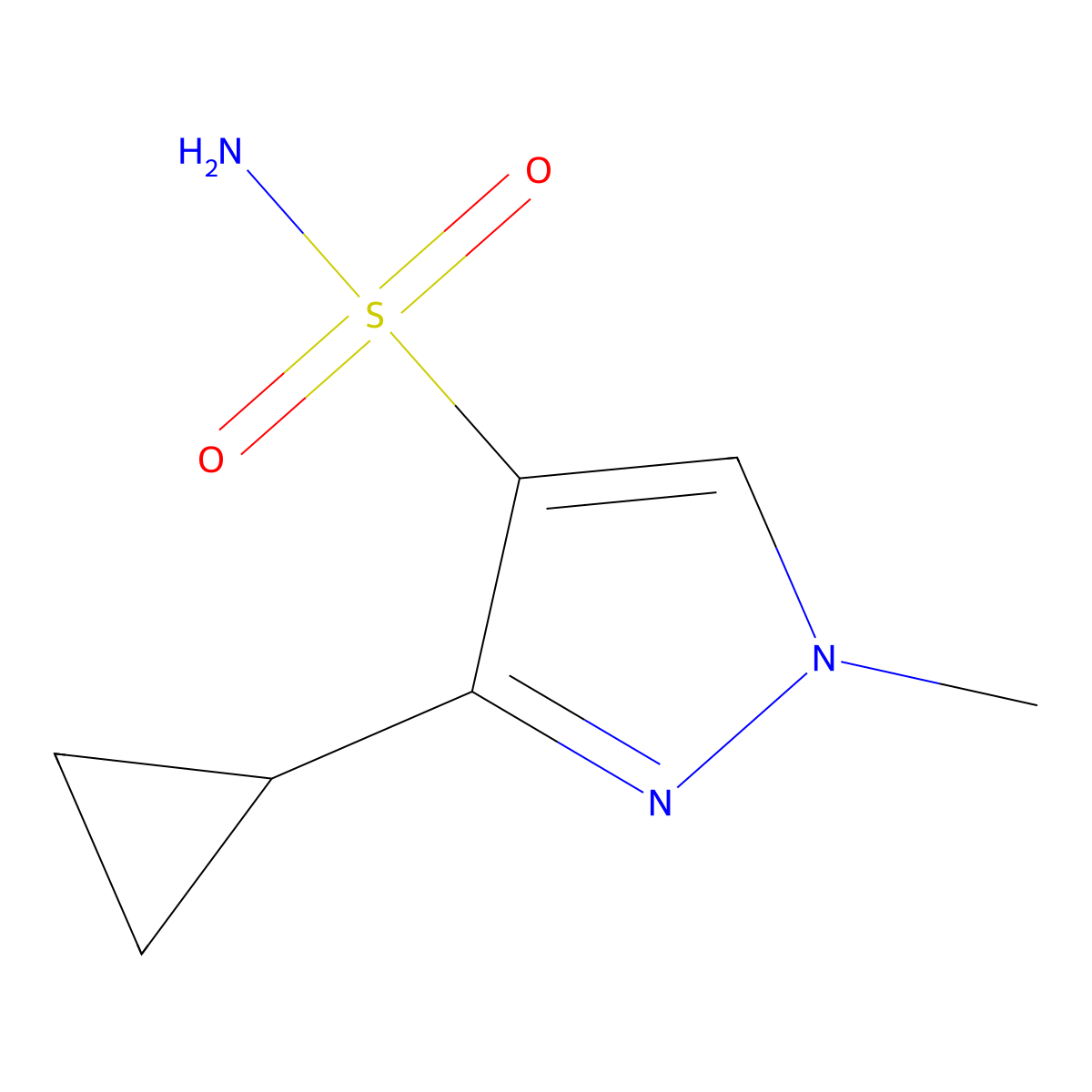 3-cyclopropyl-1-methyl-1H-pyrazole-4-sulfonamide molecular structure, CAS 2172570-31-7