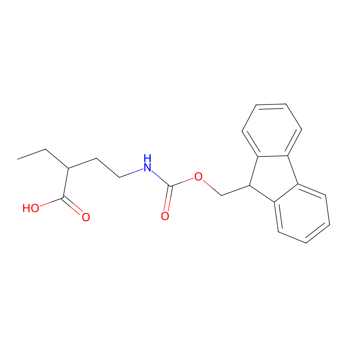 2-ethyl-4-({[(9H-fluoren-9-yl)methoxy]carbonyl}amino)butanoic acid molecular structure, CAS 2172570-81-7