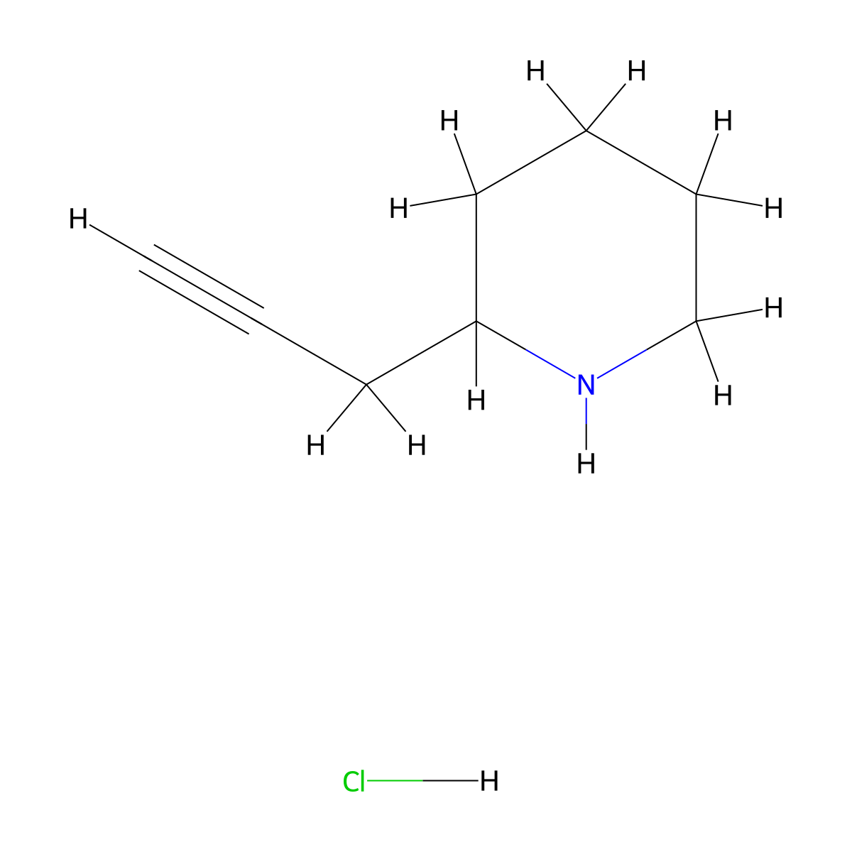 2-(Prop-2-yn-1-yl)piperidine hydrochloride molecular structure, CAS 2172571-15-0