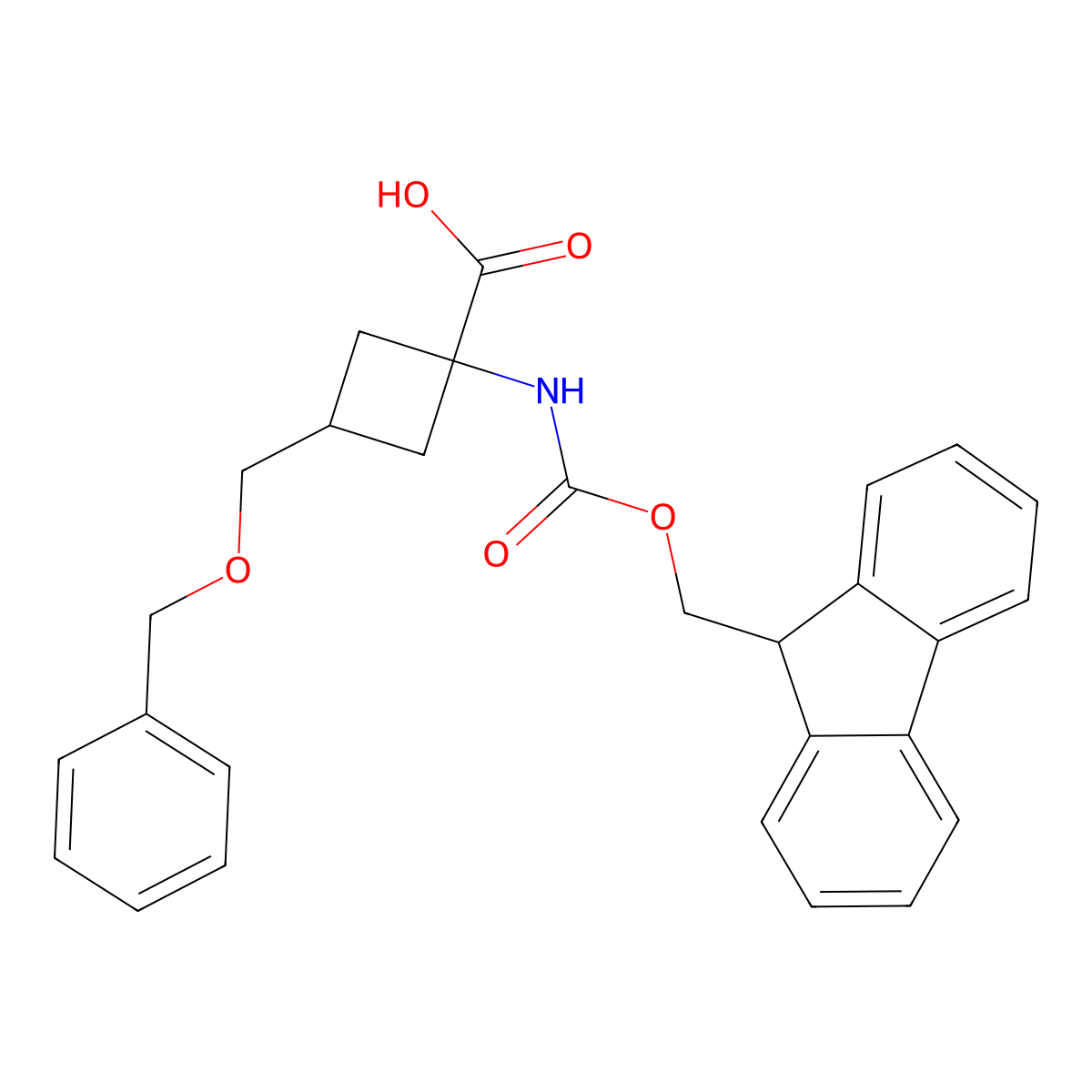 3-[(benzyloxy)methyl]-1-({[(9H-fluoren-9-yl)methoxy]carbonyl}amino)cyclobutane-1-carboxylic acid molecular structure, CAS 2172572-79-9