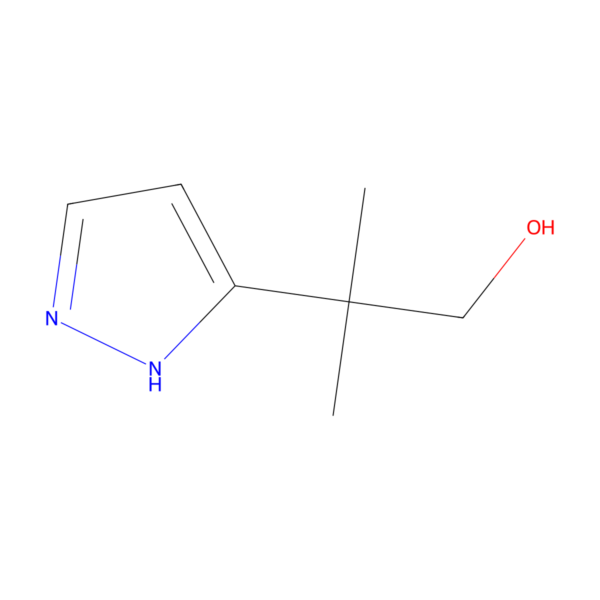 2-Methyl-2-(1H-pyrazol-3-yl)propan-1-ol molecular structure, CAS 2172572-81-3