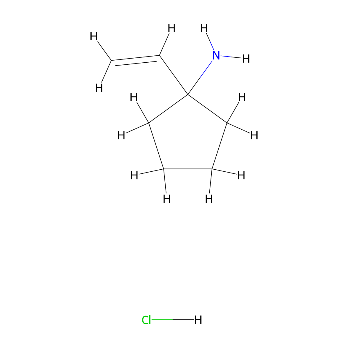 1-Ethenylcyclopentan-1-amine hydrochloride molecular structure, CAS 2172576-68-8