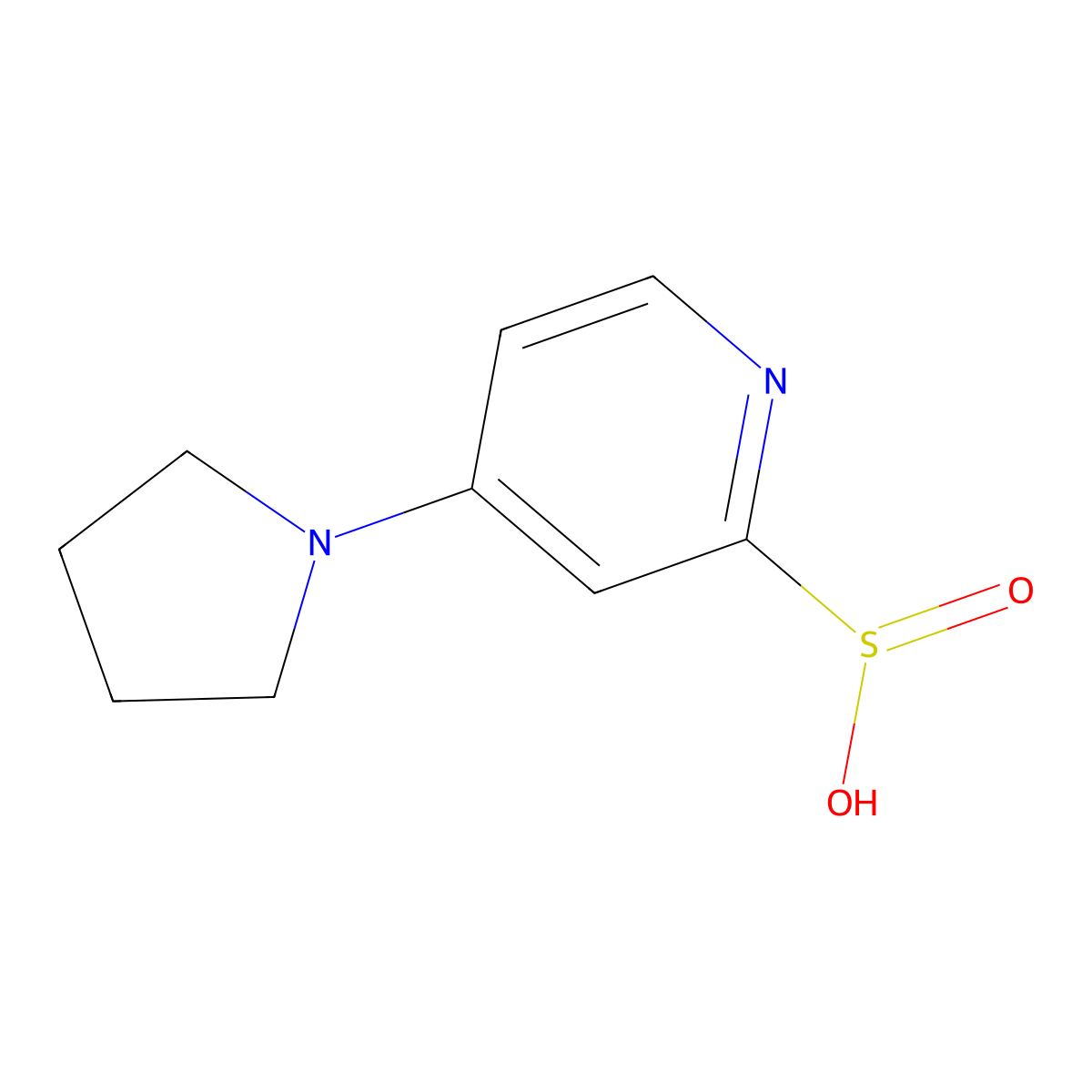 4-(Pyrrolidin-1-yl)pyridine-2-sulfinic acid molecular structure, CAS 2172576-75-7