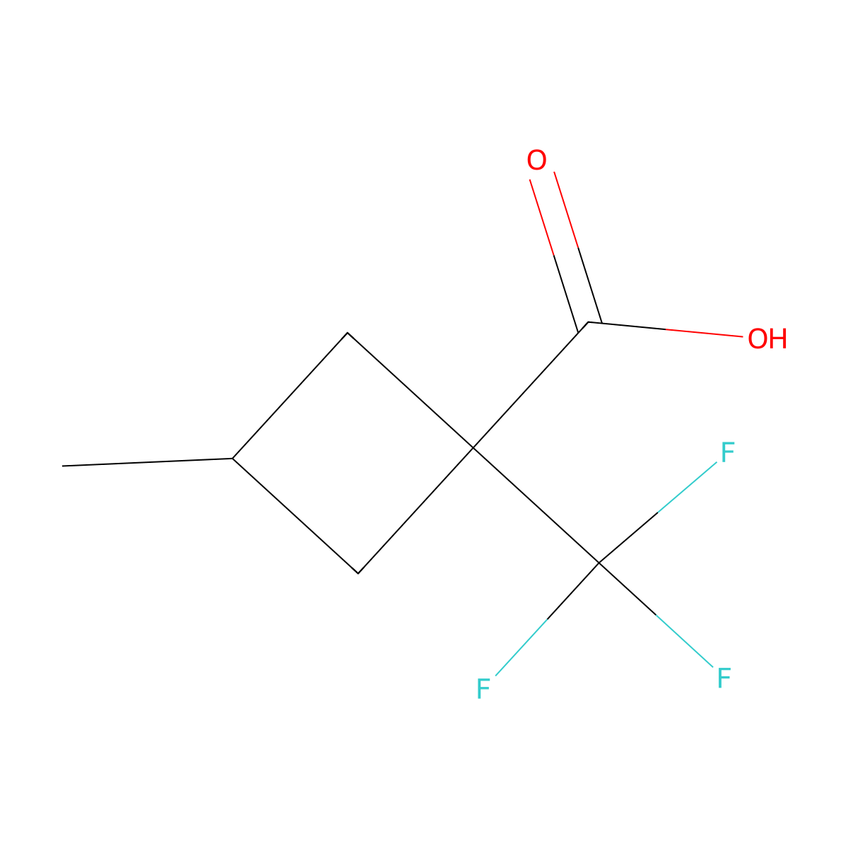 3-Methyl-1-(trifluoromethyl)cyclobutane-1-carboxylic acid molecular structure, CAS 2172578-33-3