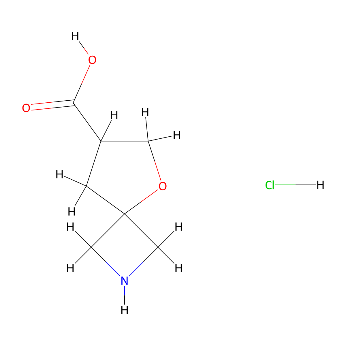 5-Oxa-2-azaspiro(3.4)octane-7-carboxylic acid hydrochloride molecular structure, CAS 2172578-41-3