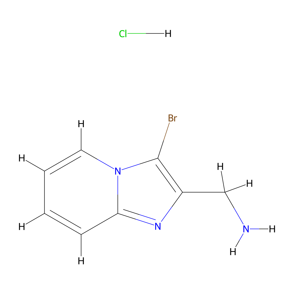 {3-Bromoimidazo[1,2-a]pyridin-2-yl}methanamine hydrochloride molecular structure, CAS 2172578-48-0