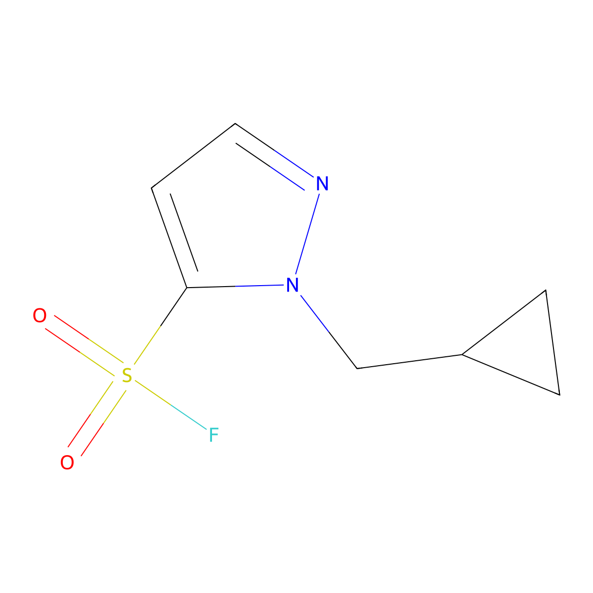 1-(cyclopropylmethyl)-1H-pyrazole-5-sulfonyl fluoride molecular structure, CAS 2172578-60-6