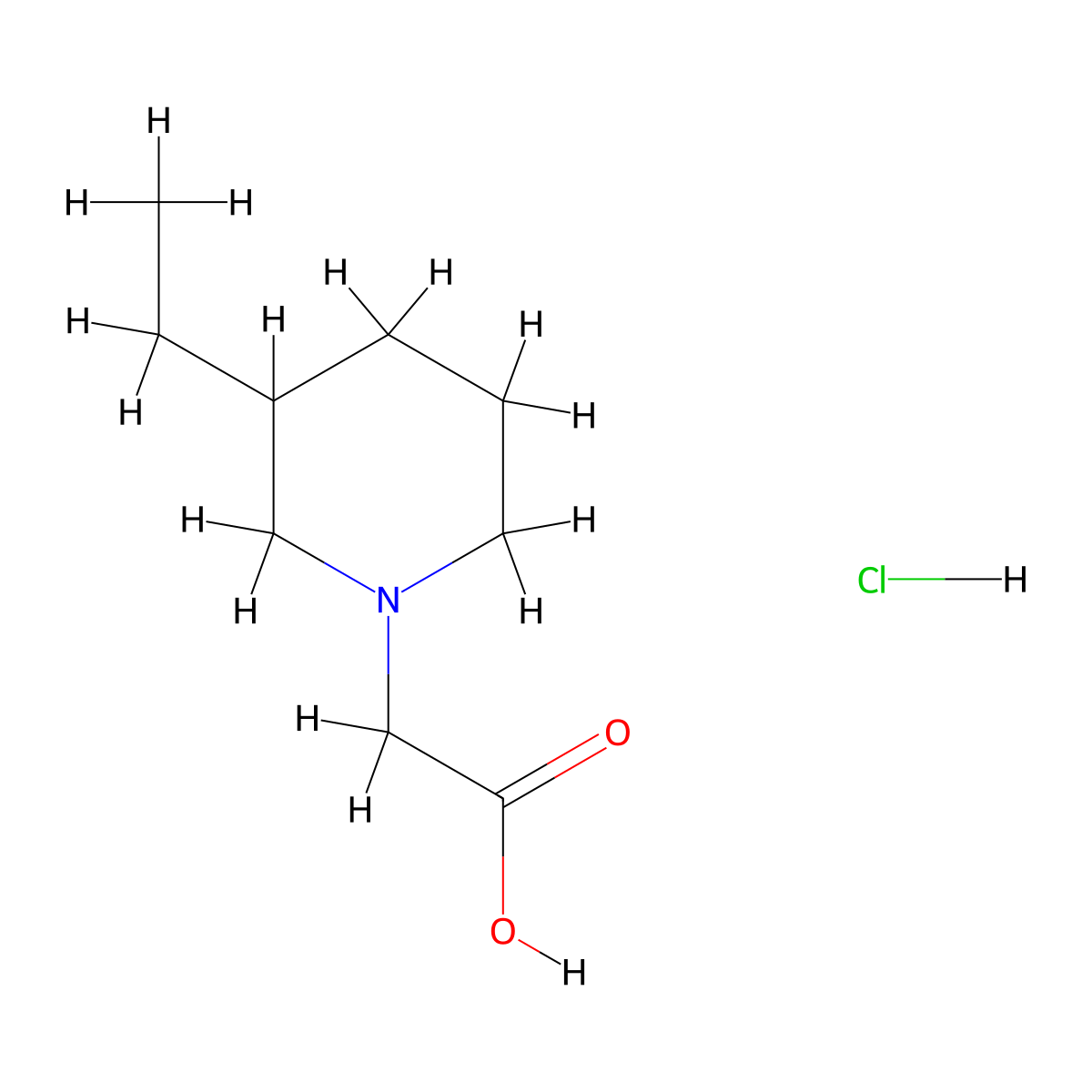 2-(3-Ethylpiperidin-1-yl)acetic acid hydrochloride molecular structure, CAS 2172579-07-4