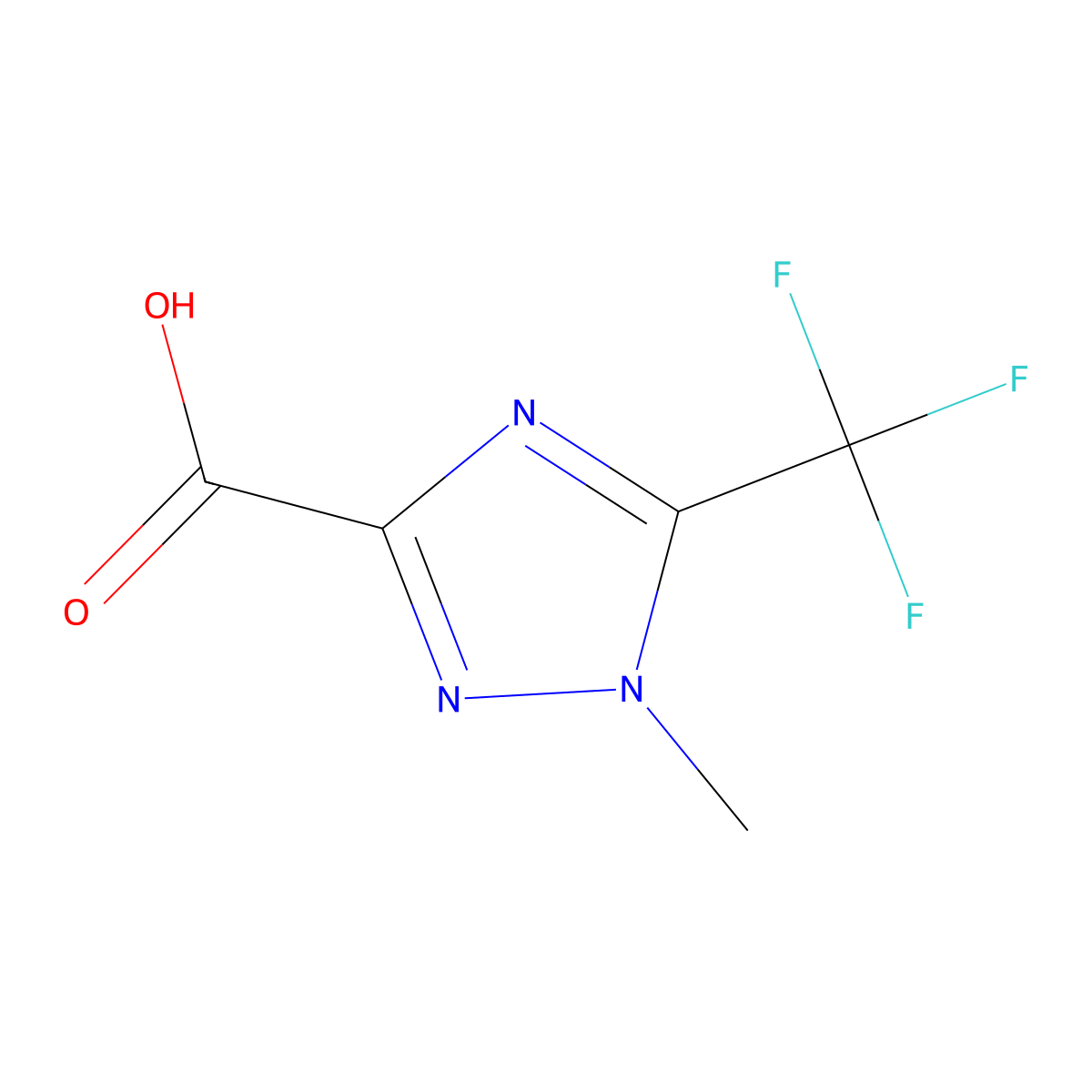 1-methyl-5-(trifluoromethyl)-1H-1,2,4-triazole-3-carboxylic acid molecular structure, CAS 2172581-84-7