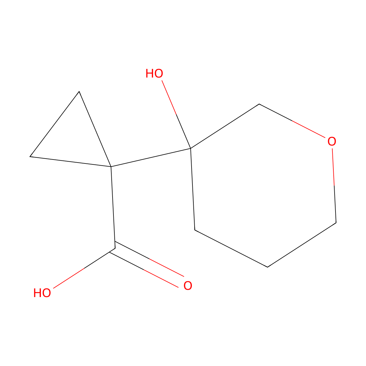 1-(3-Hydroxyoxan-3-yl)cyclopropane-1-carboxylic acid molecular structure, CAS 2172582-08-8