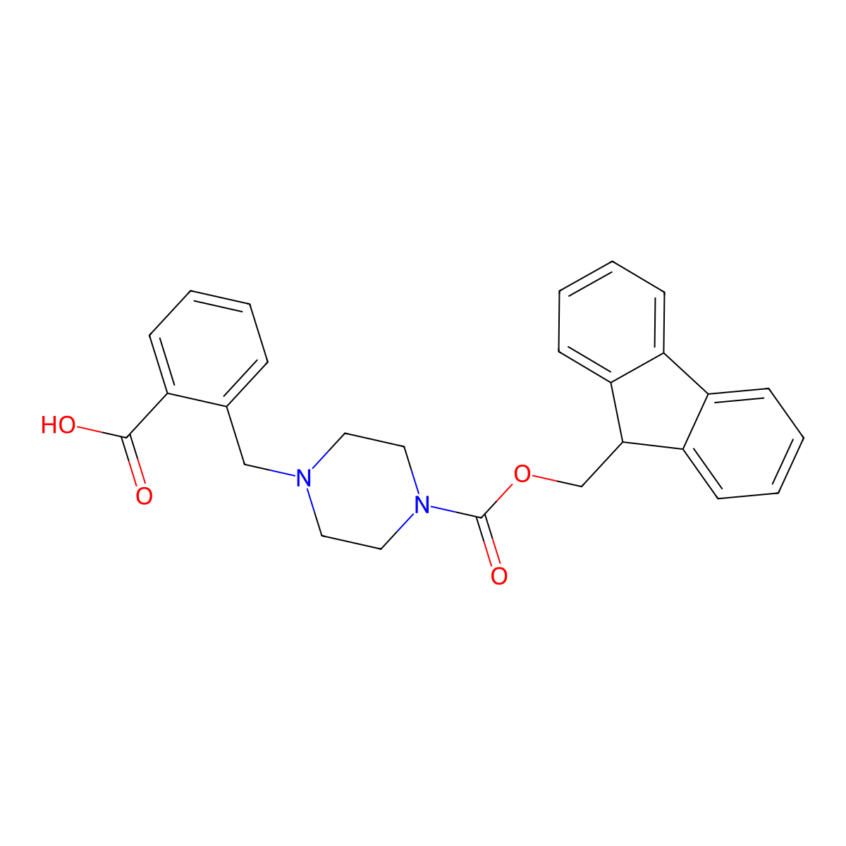 2-[(4-{[(9H-fluoren-9-yl)methoxy]carbonyl}piperazin-1-yl)methyl]benzoicacid molecular structure, CAS 2172582-72-6