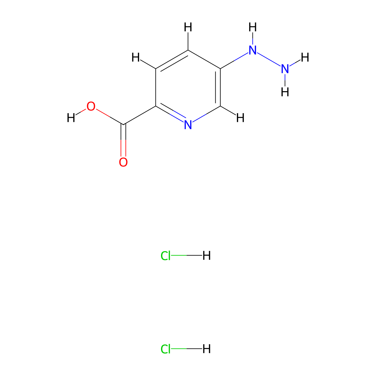 5-Hydrazinylpyridine-2-carboxylic acid dihydrochloride molecular structure, CAS 2172582-80-6