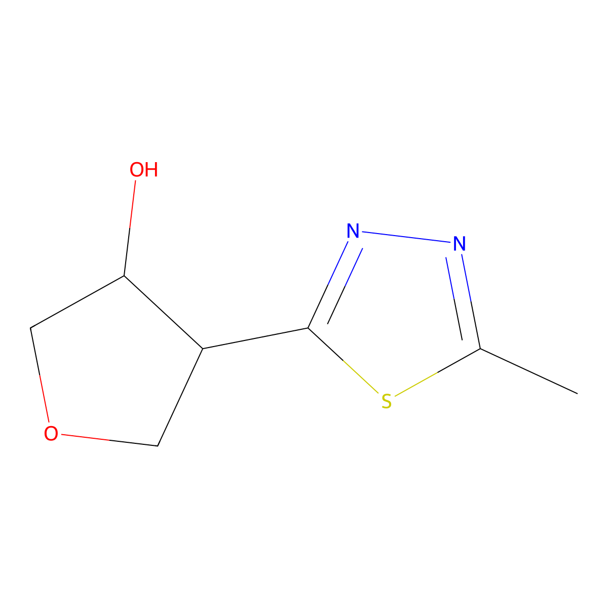 4-(5-Methyl-1,3,4-thiadiazol-2-yl)oxolan-3-ol molecular structure, CAS 2172583-22-9