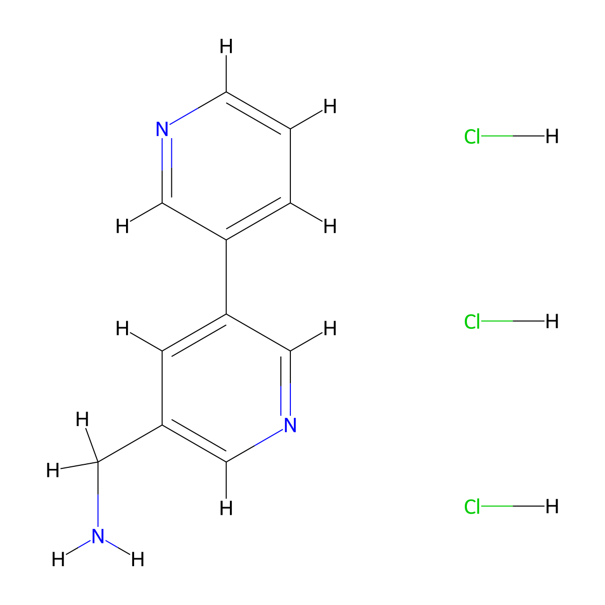 [5-(Pyridin-3-yl)pyridin-3-yl]methanamine trihydrochloride molecular structure, CAS 2172583-23-0