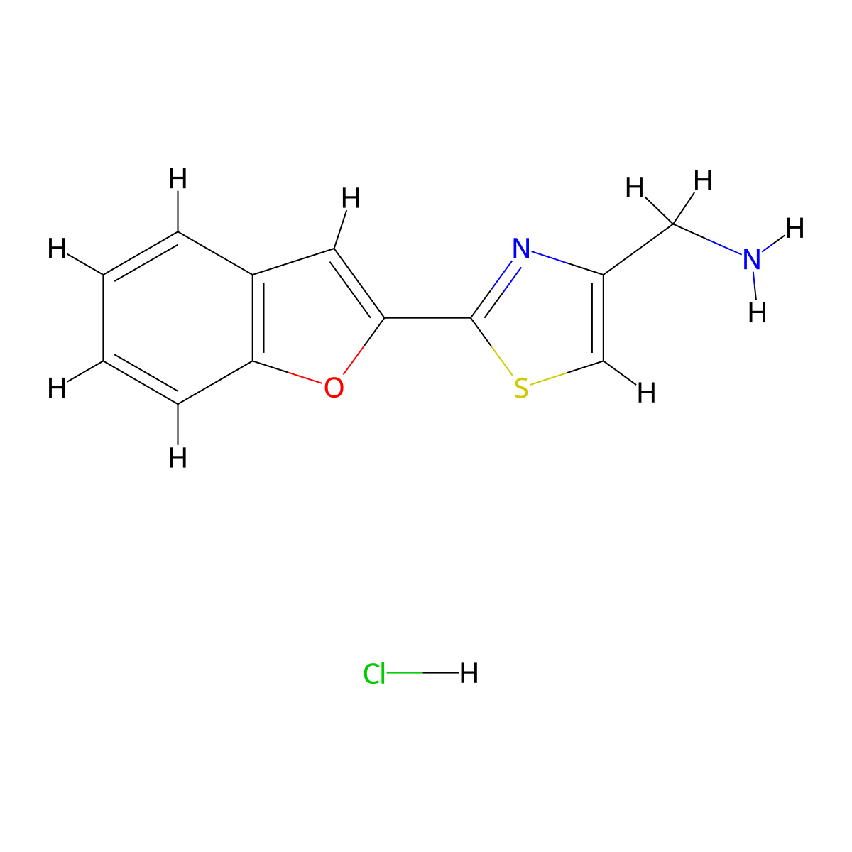[2-(1-Benzofuran-2-yl)-1,3-thiazol-4-yl]methanamine hydrochloride molecular structure, CAS 2172584-22-2