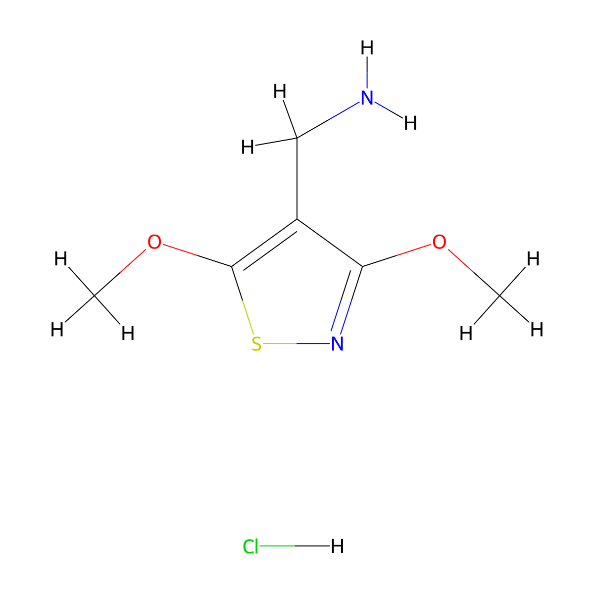 (Dimethoxy-1,2-thiazol-4-yl)methanamine hydrochloride molecular structure, CAS 2172584-50-6