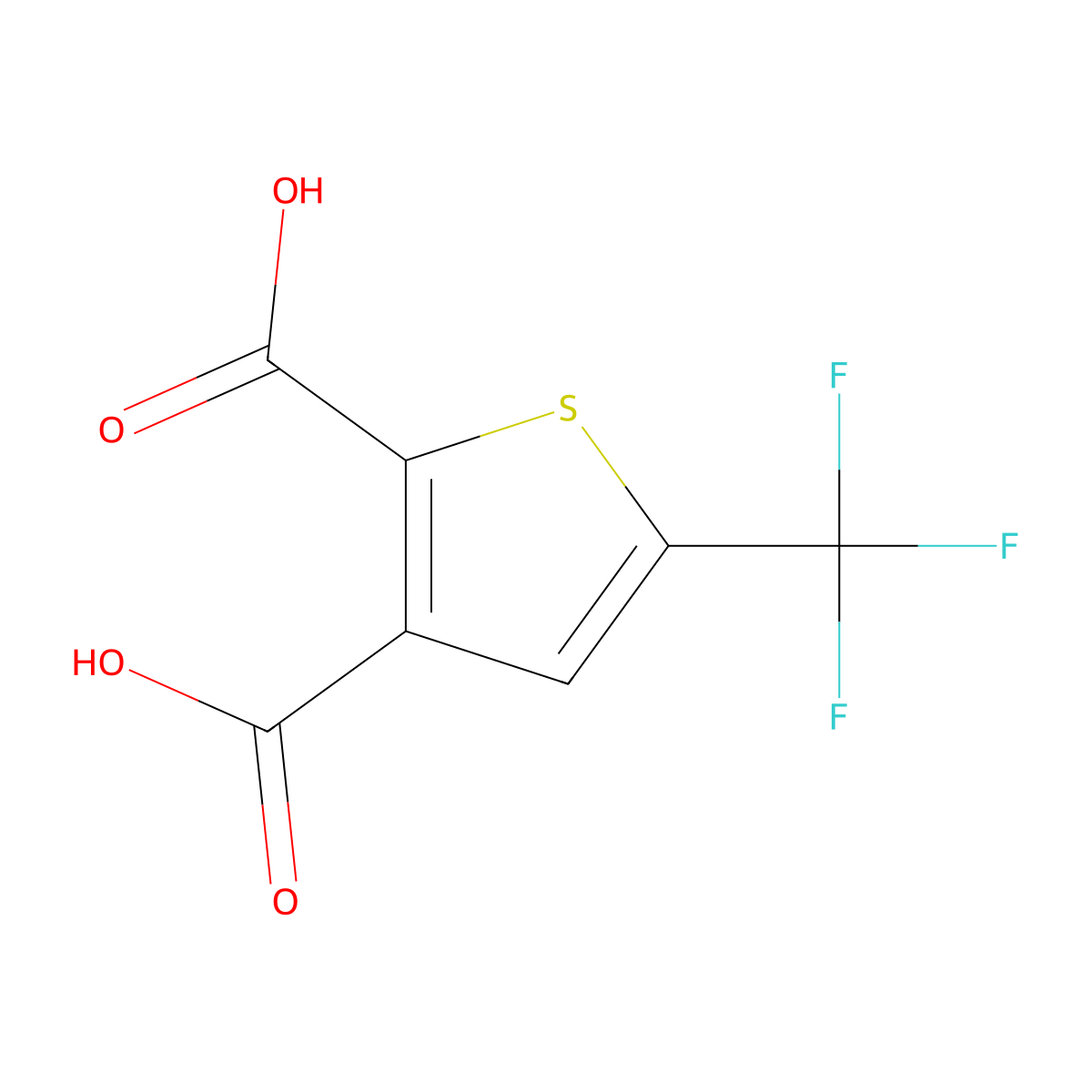 5-(Trifluoromethyl)thiophene-2,3-dicarboxylic acid molecular structure, CAS 2172586-93-3