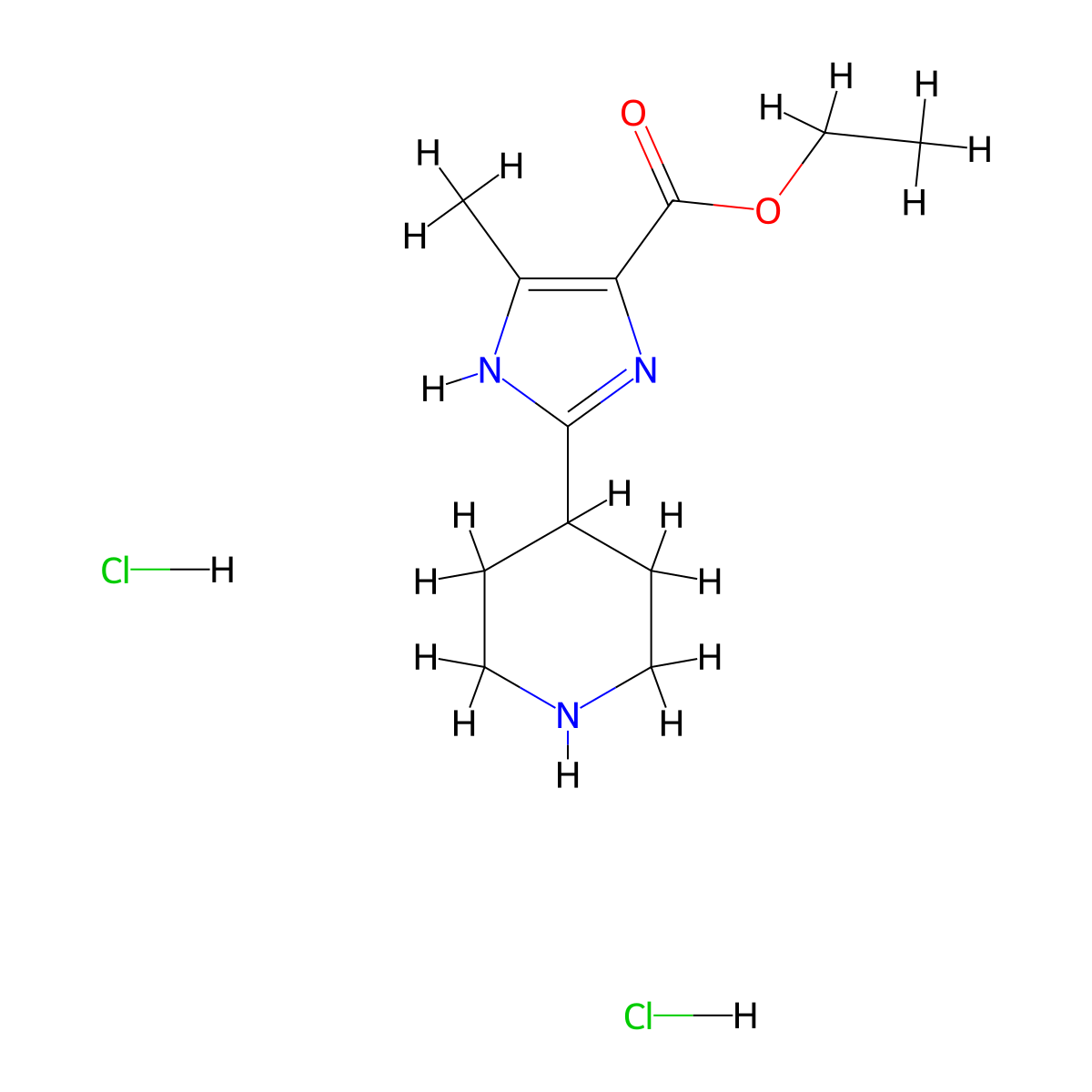 ethyl 4-methyl-2-(piperidin-4-yl)-1H-imidazole-5-carboxylate dihydrochloride molecular structure, CAS 2172587-17-4