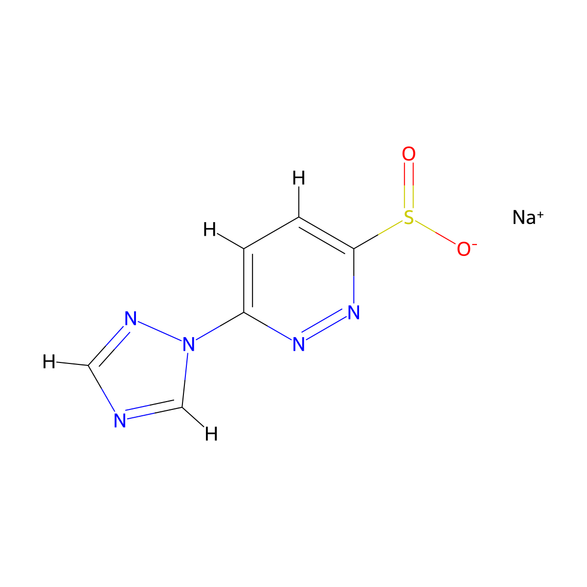 Sodium 6-(1H-1,2,4-triazol-1-yl)pyridazine-3-sulfinate molecular structure, CAS 2172589-45-4
