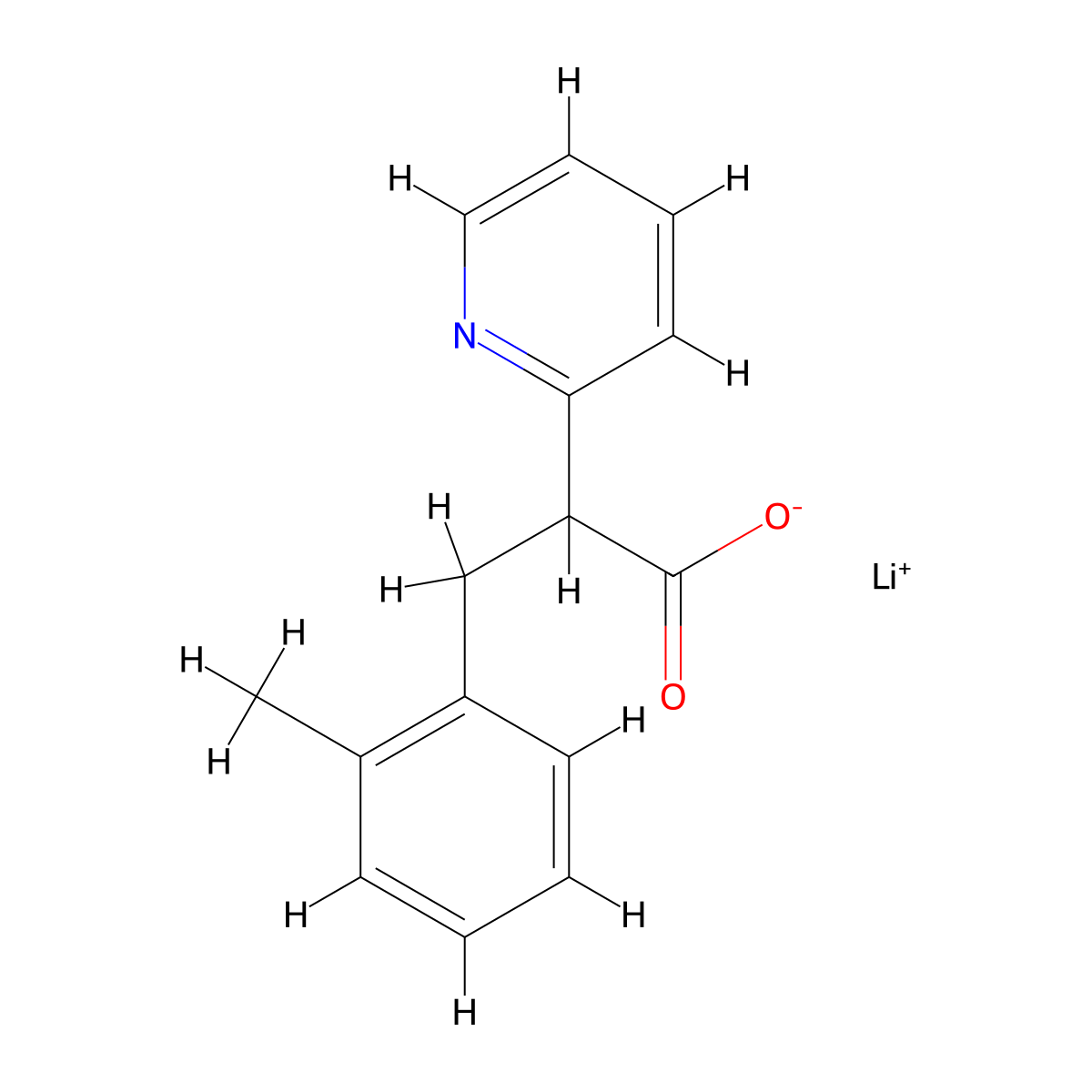 Lithium(1+) ion 3-(2-methylphenyl)-2-(pyridin-2-yl)propanoate molecular structure, CAS 2172589-52-3